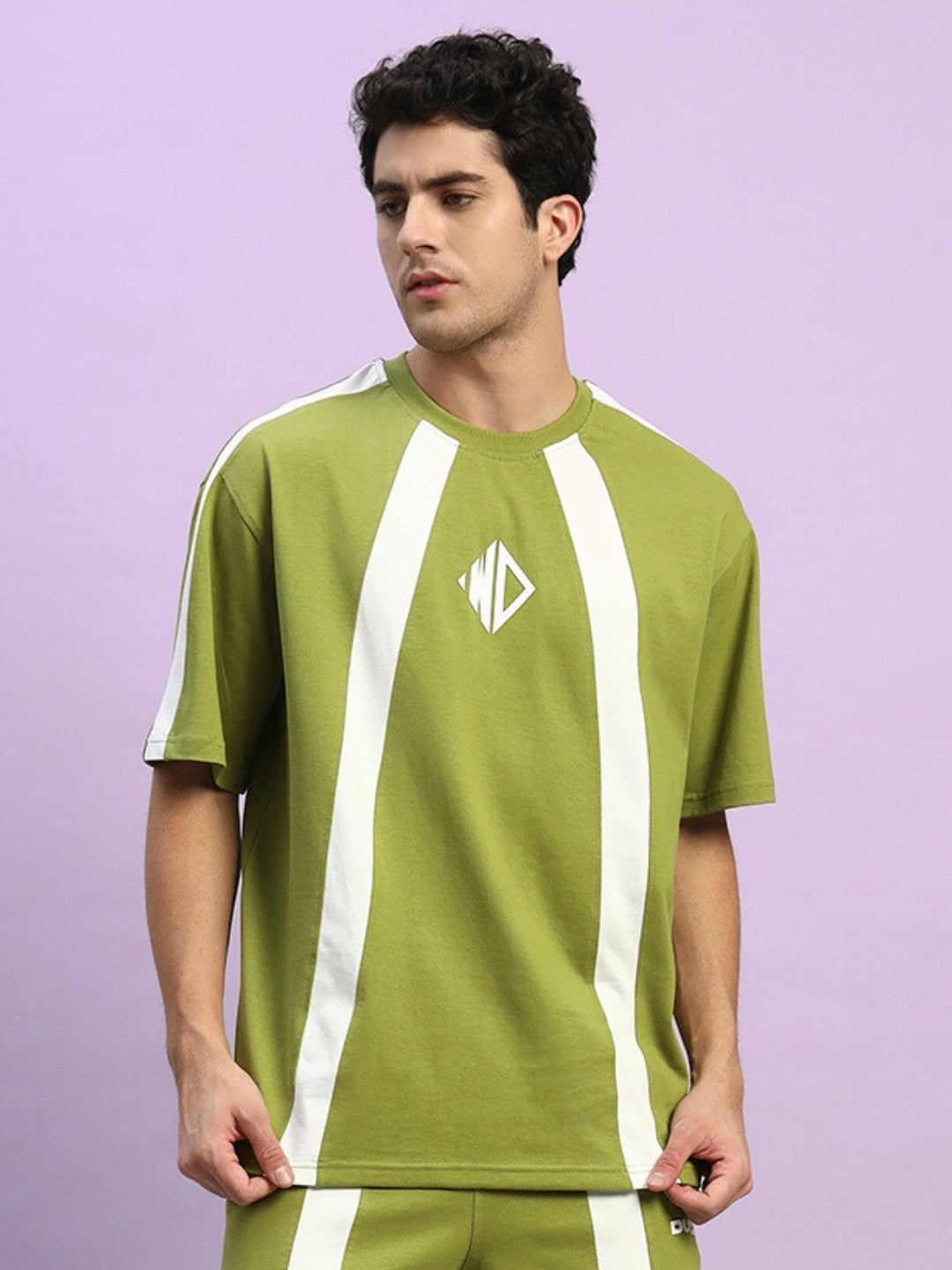 WIDELINE OVER-SIZED T-SHIRT (OLIVE GREEN)
