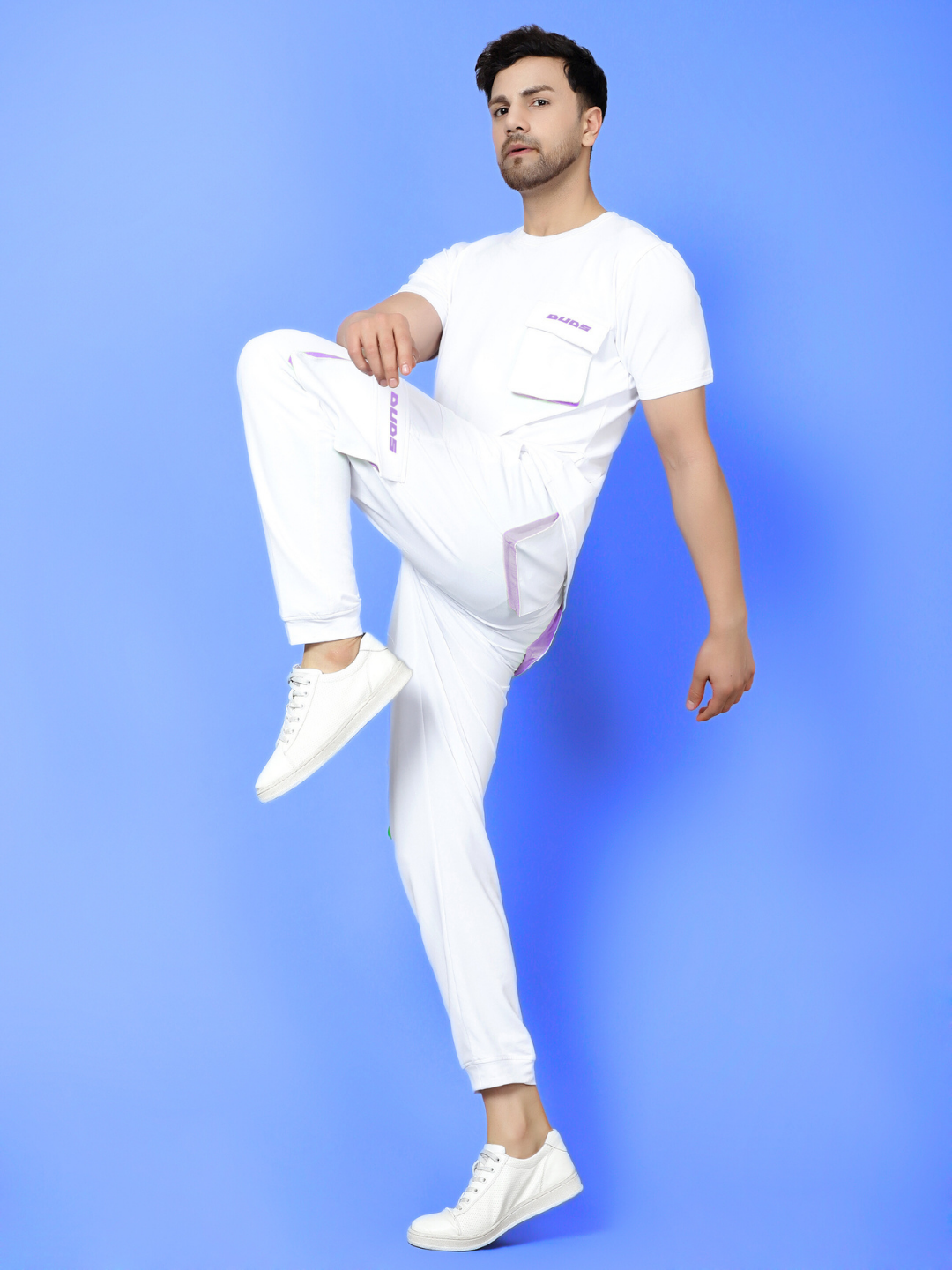 Cargo T-Shirt (White With Lilac Highlighter)