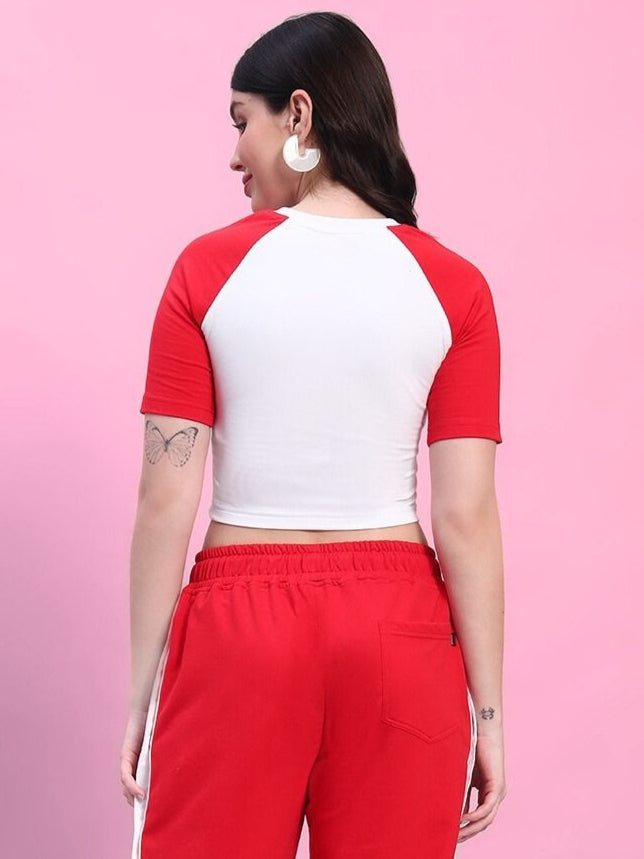 WOMEN'S ACHORM CROP-TOP (WHITE-RED)