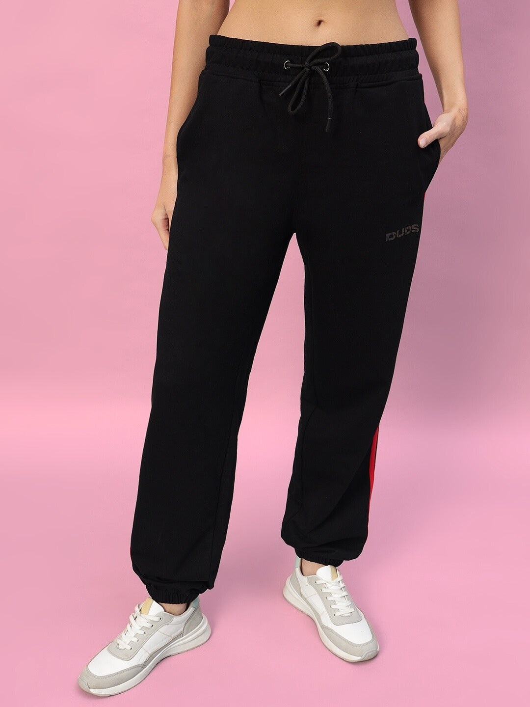 WOMEN'S DUDS RAINBOW COLORFUL STRIPE JOGGERS (BLACK)