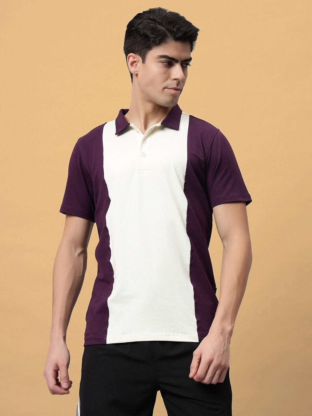 Glory Regular Fit T-Shirt (Purple-Off White)