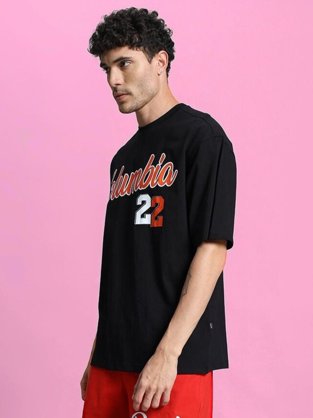 COLUMBIA 22 PRINT OVER-SIZED T-SHIRT (BLACK)
