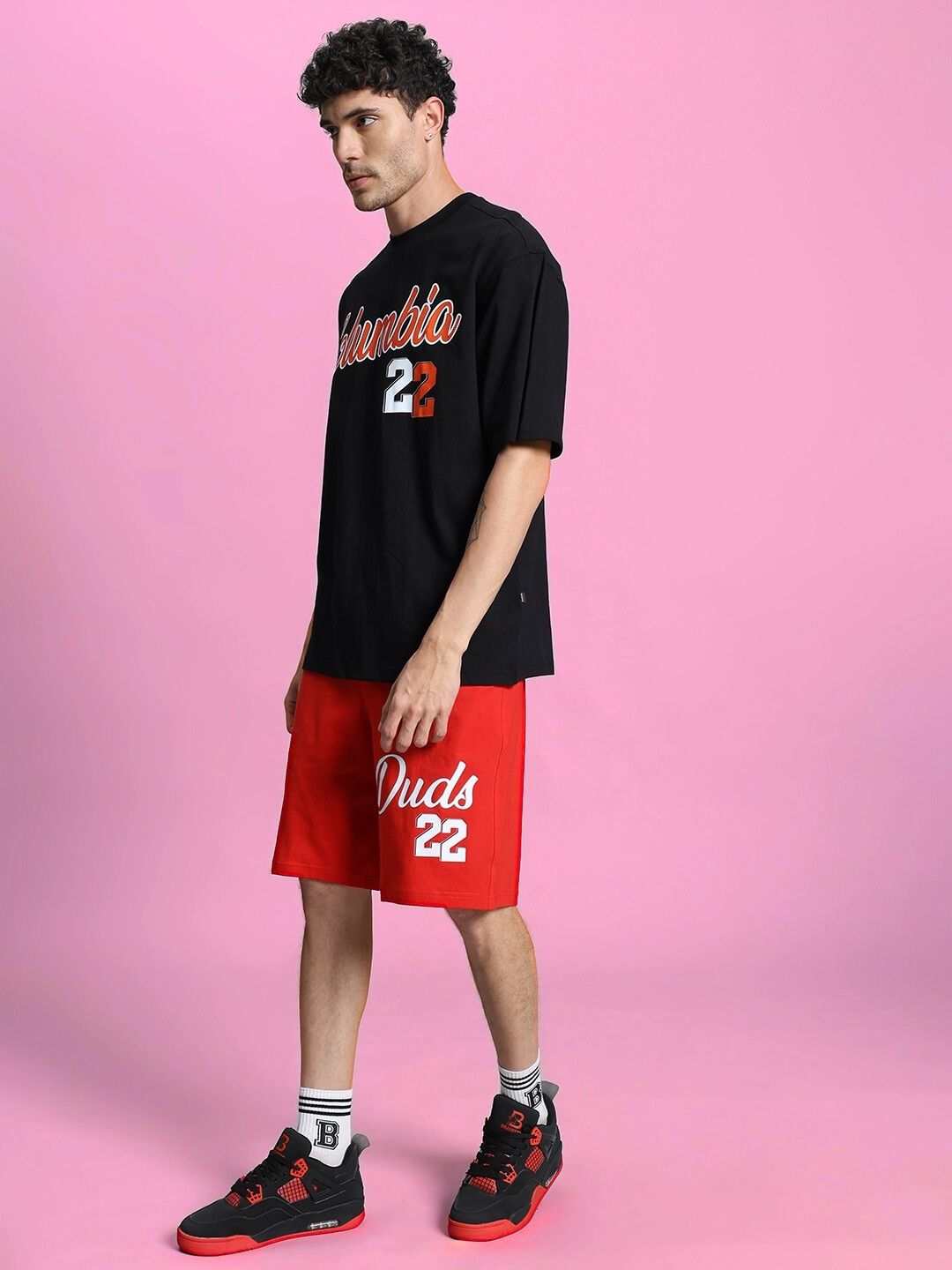 COLUMBIA 22 PRINT SUMMER CO-ORD SET (BLACK RED)
