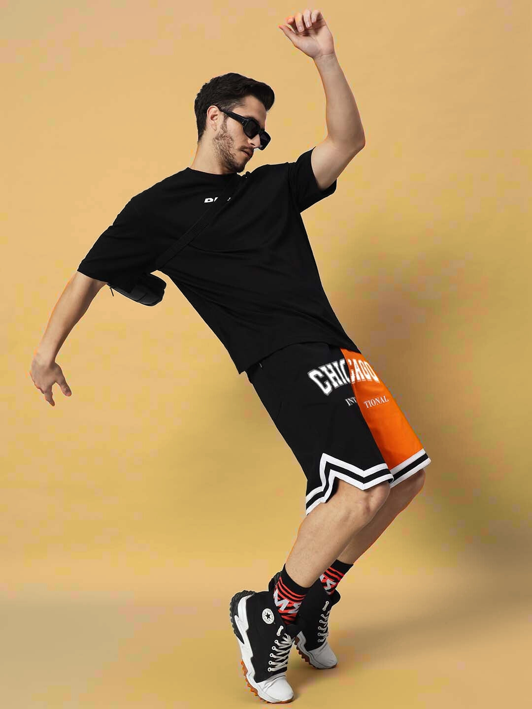 Chicago Regular Fit Shorts (Orange-Black)