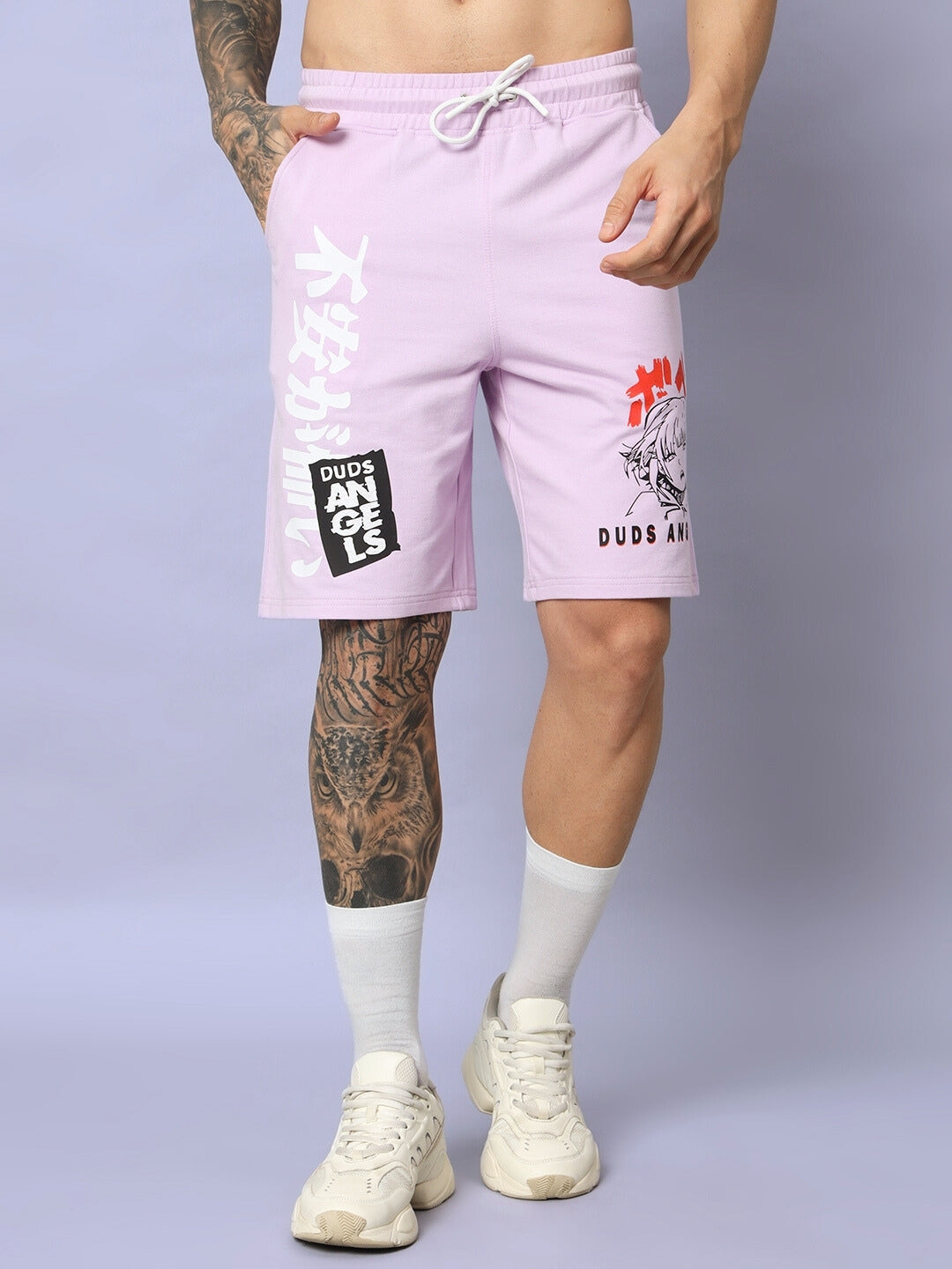 Duds Anime Girl Regular Fit Shorts (Lilac)