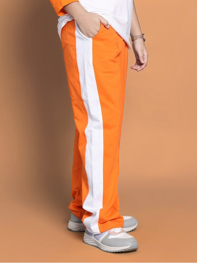 Rock & Roll Oversized Co-Ord Set For Boys & Girls (White-Orange)