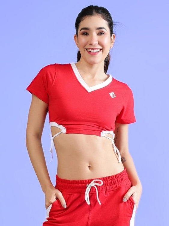 WOMEN'S LERISA FITTED CROP TOP (RED)