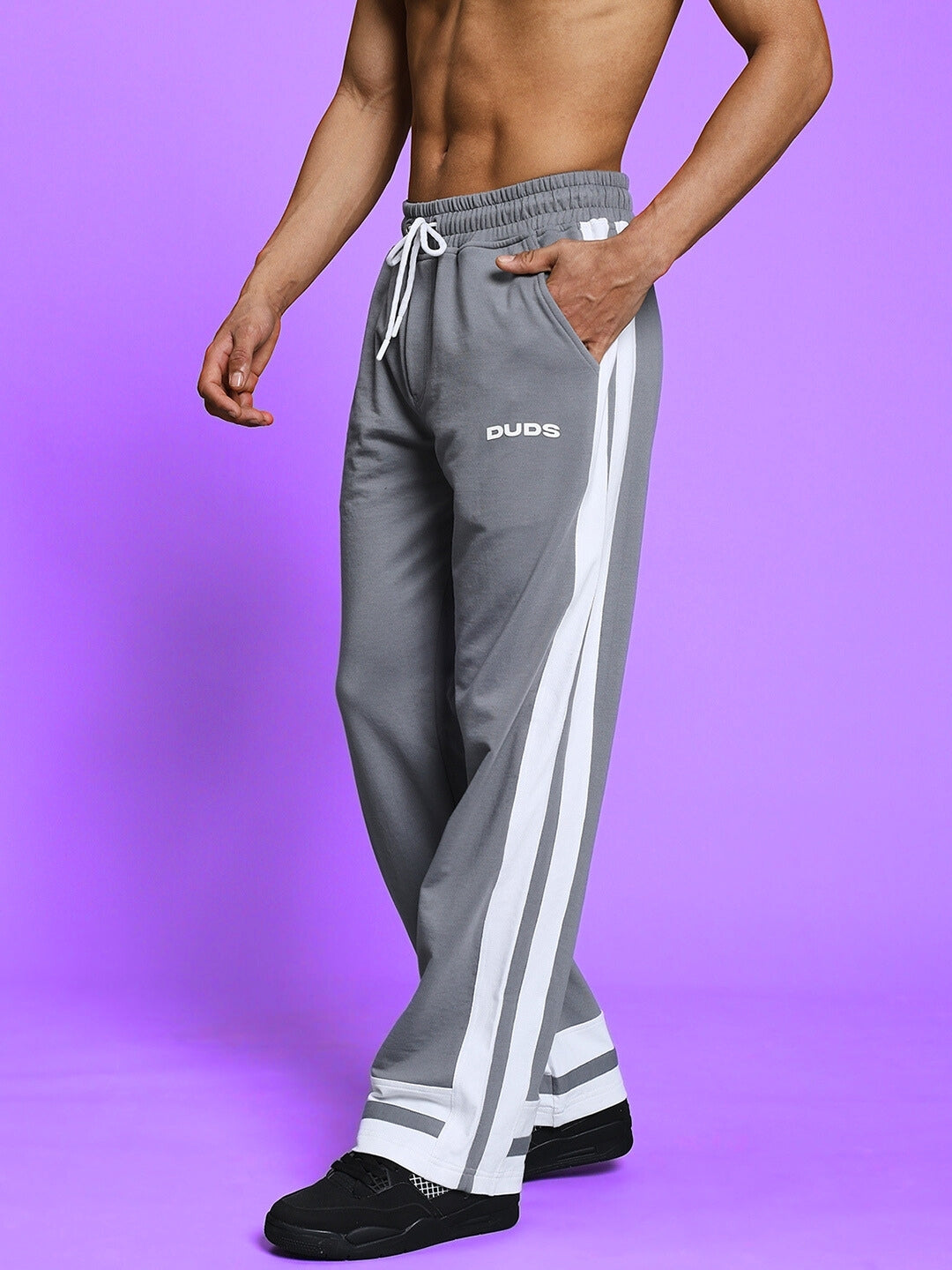 RONNY SIDE STRIPE JOGGER (GREY-WHITE)