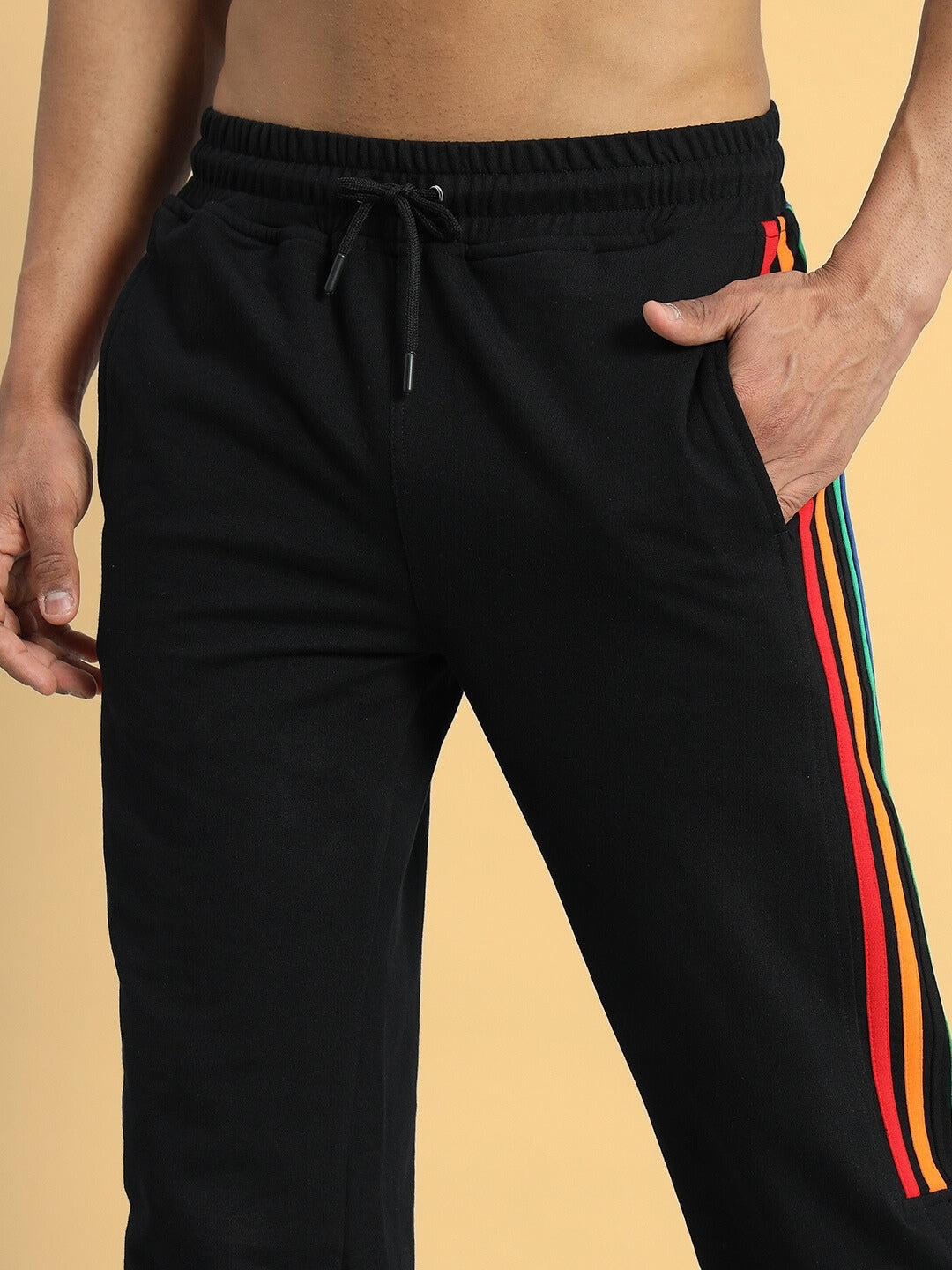 DUDS PRISM COLORFUL STRIPE JOGGERS (BLACK)
