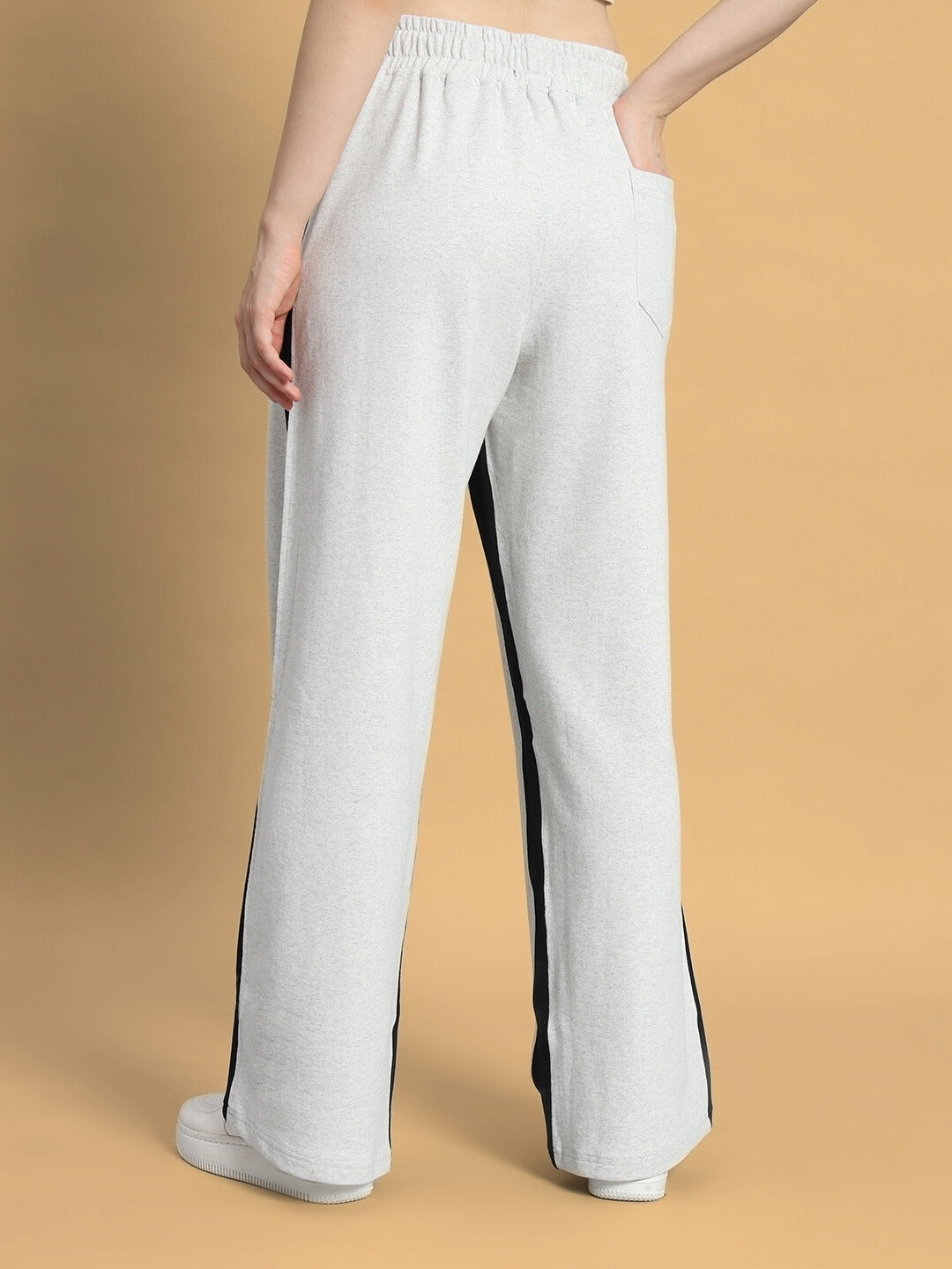 WOMEN'S SIDE SEAM BAGGY JOGGERS (MELANGE GREY-BLACK)