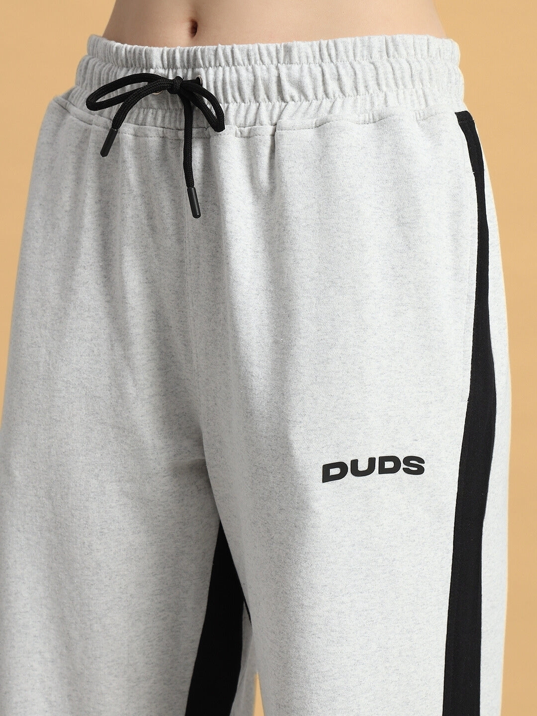 WOMEN'S SIDE SEAM BAGGY JOGGERS (MELANGE GREY-BLACK)