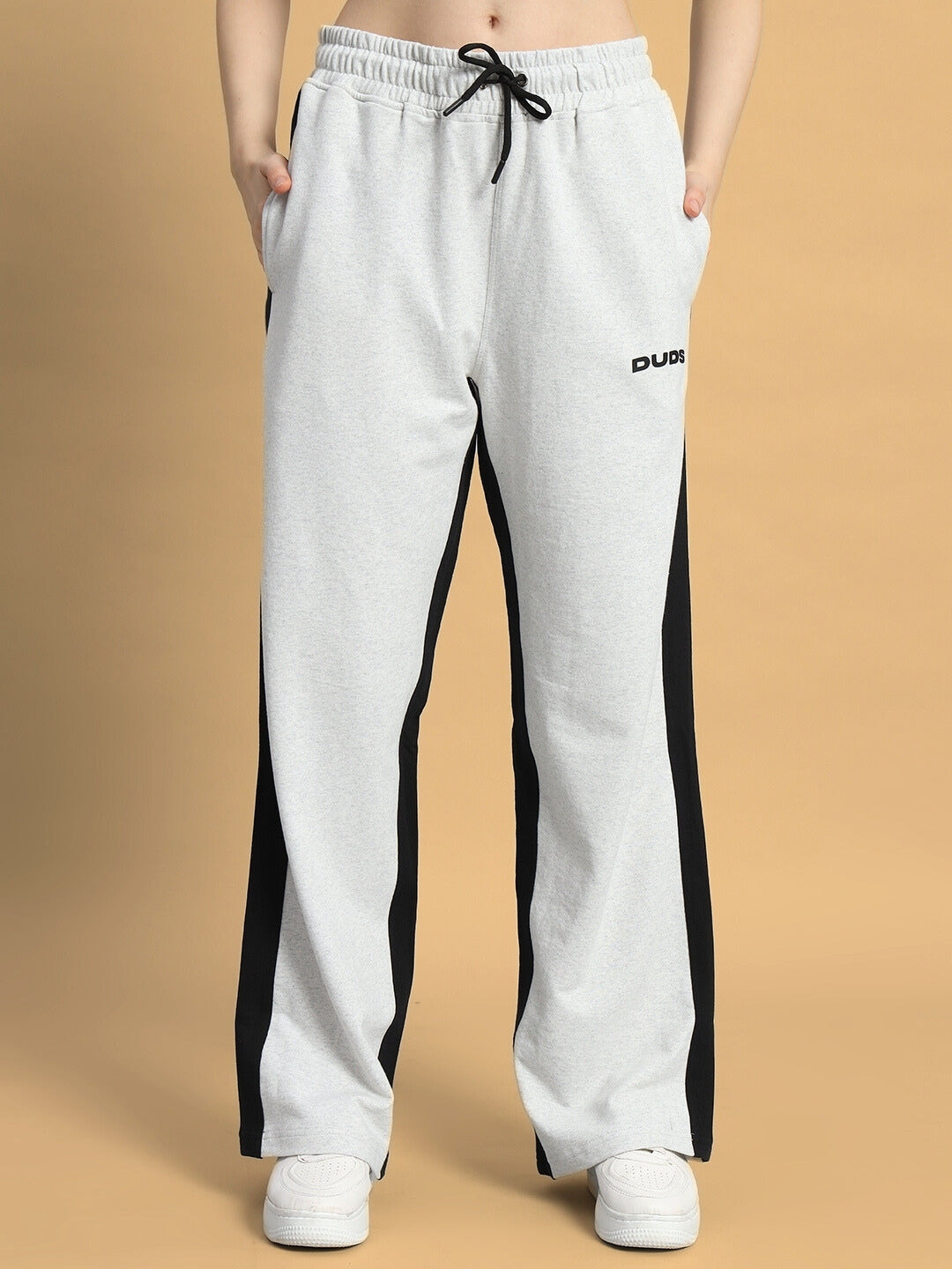 WOMEN'S SIDE SEAM BAGGY JOGGERS (MELANGE GREY-BLACK)