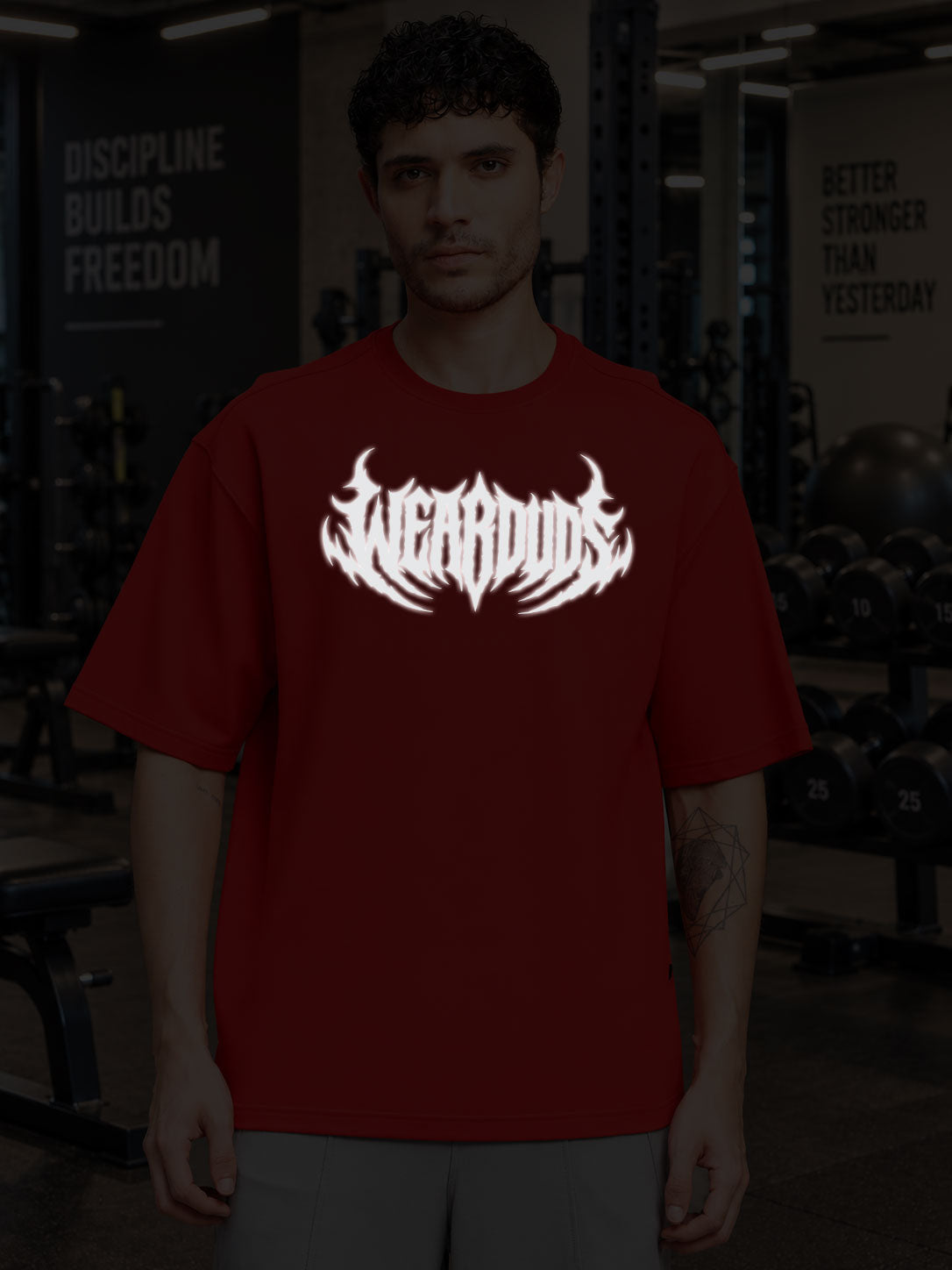 HEAVYWEIGHT OVERSIZED GRAPHIC GYM T-SHIRT RED