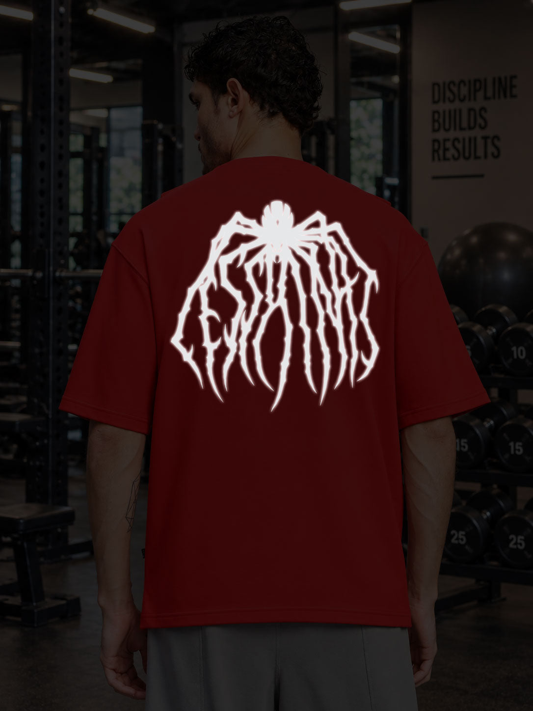 HEAVYWEIGHT OVERSIZED GRAPHIC GYM T-SHIRT RED