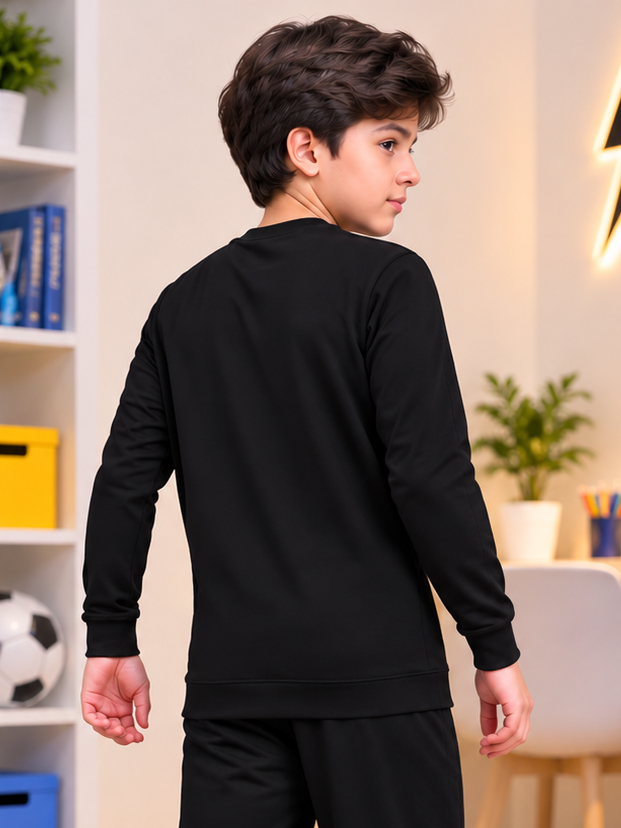 OUTLOOK STRIPE SWEATSHIRT FOR BOYS AND GIRLS BLACK