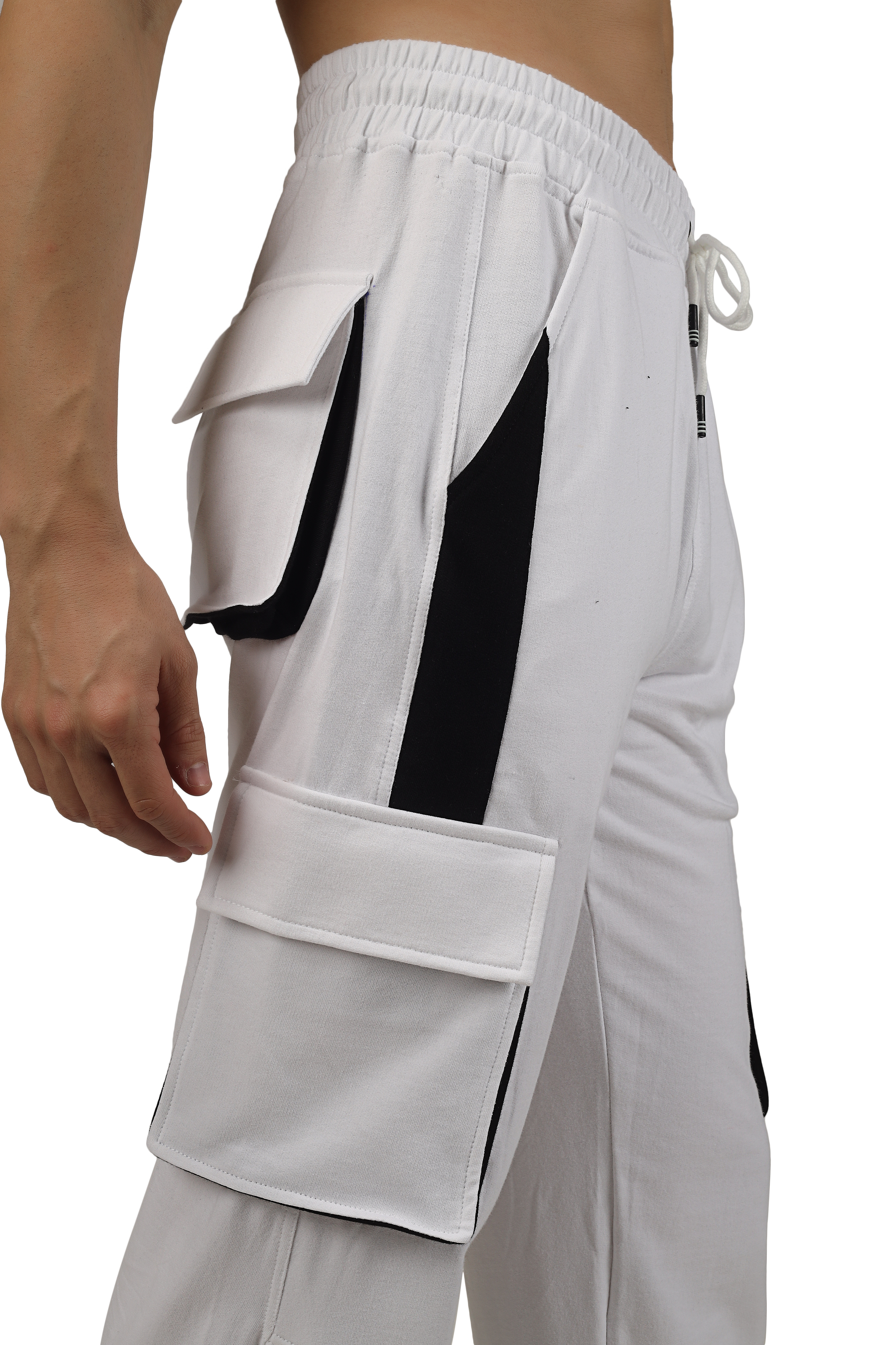 6 Pocket Cargo Pant White & Black Highlighter - Wearduds