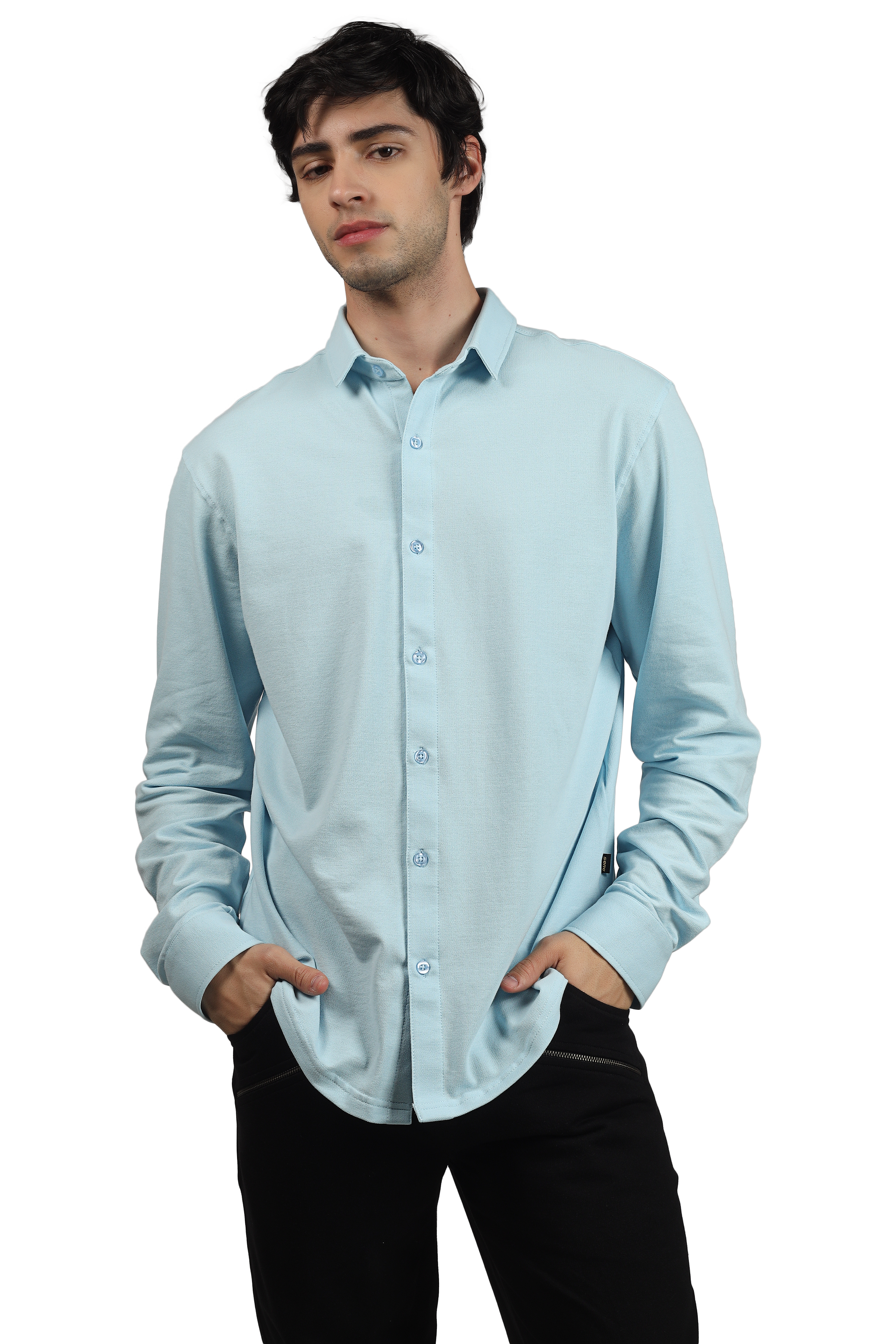 Powder Blue Sporty Pique Shirt - Wearduds