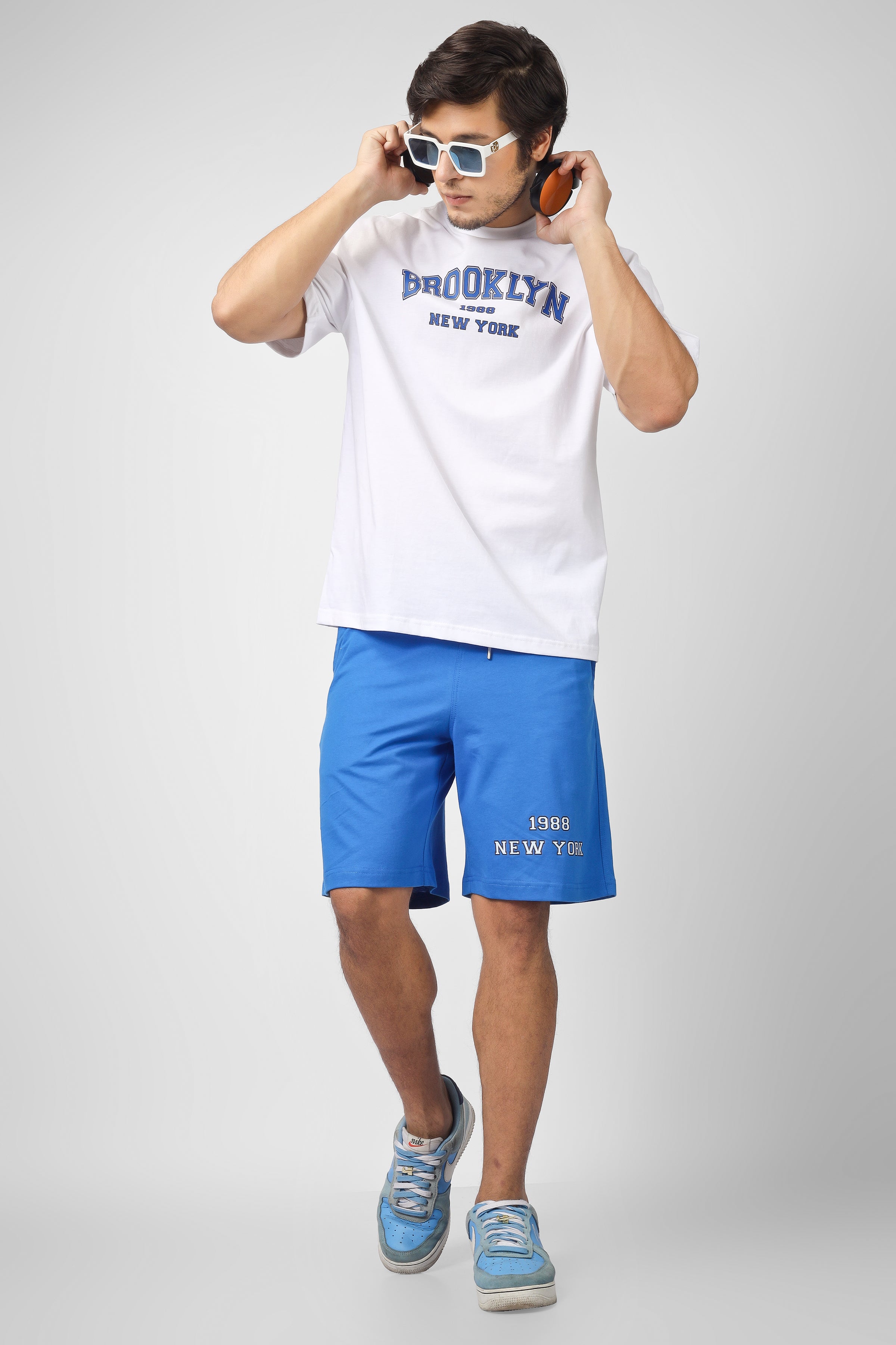 Brooklyn Co-Ord Set (White & Blue) - Wearduds