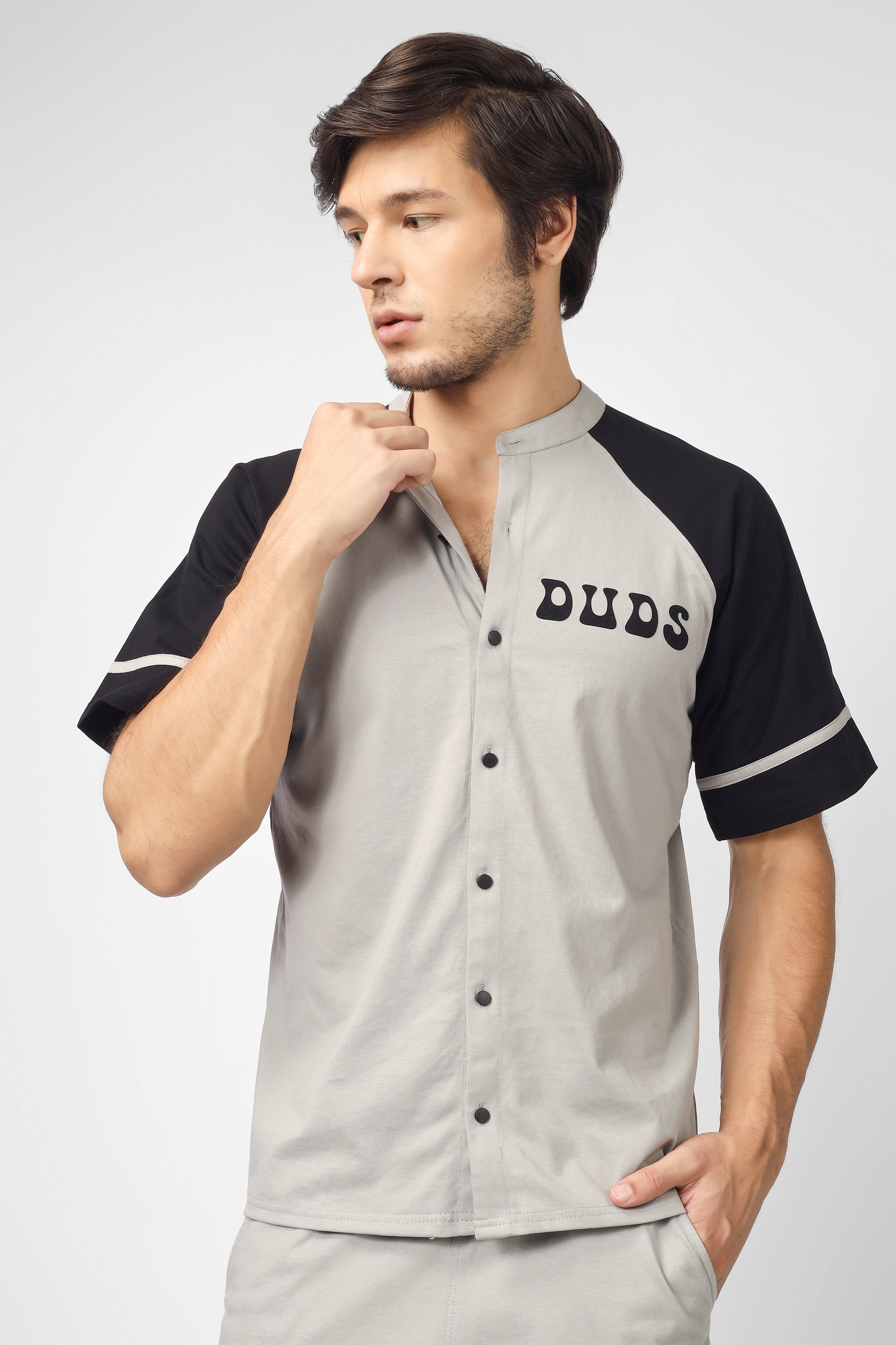 Raglan OS T-shirt with Skull Butterfly Print (Grey) - Wearduds