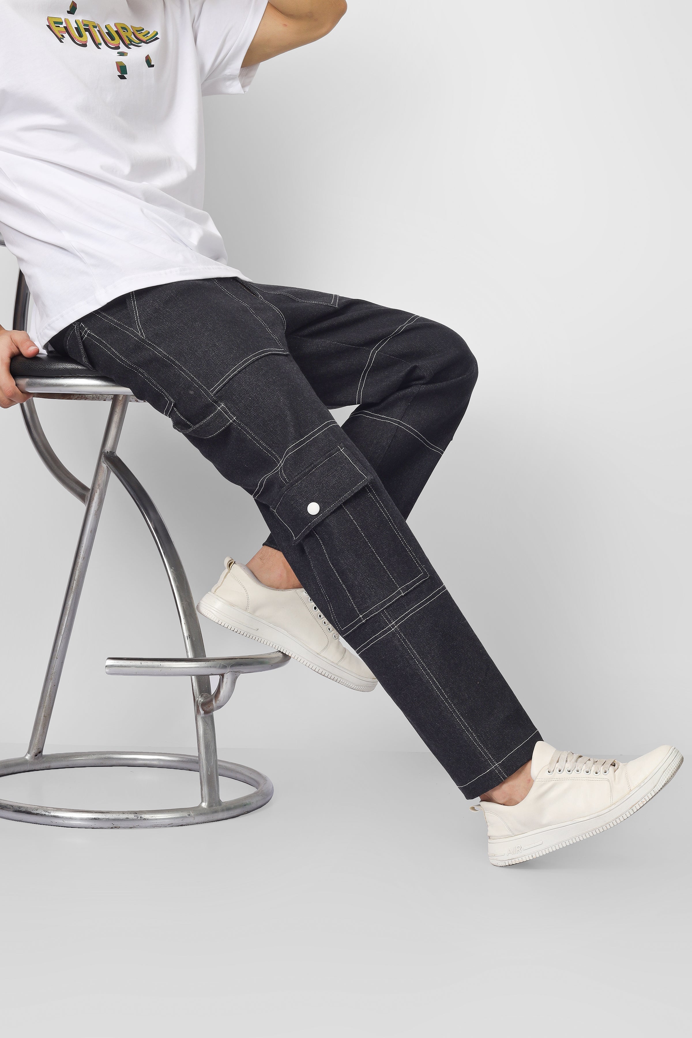 6 Pocket Black Carpenter Cargo Pants - Wearduds
