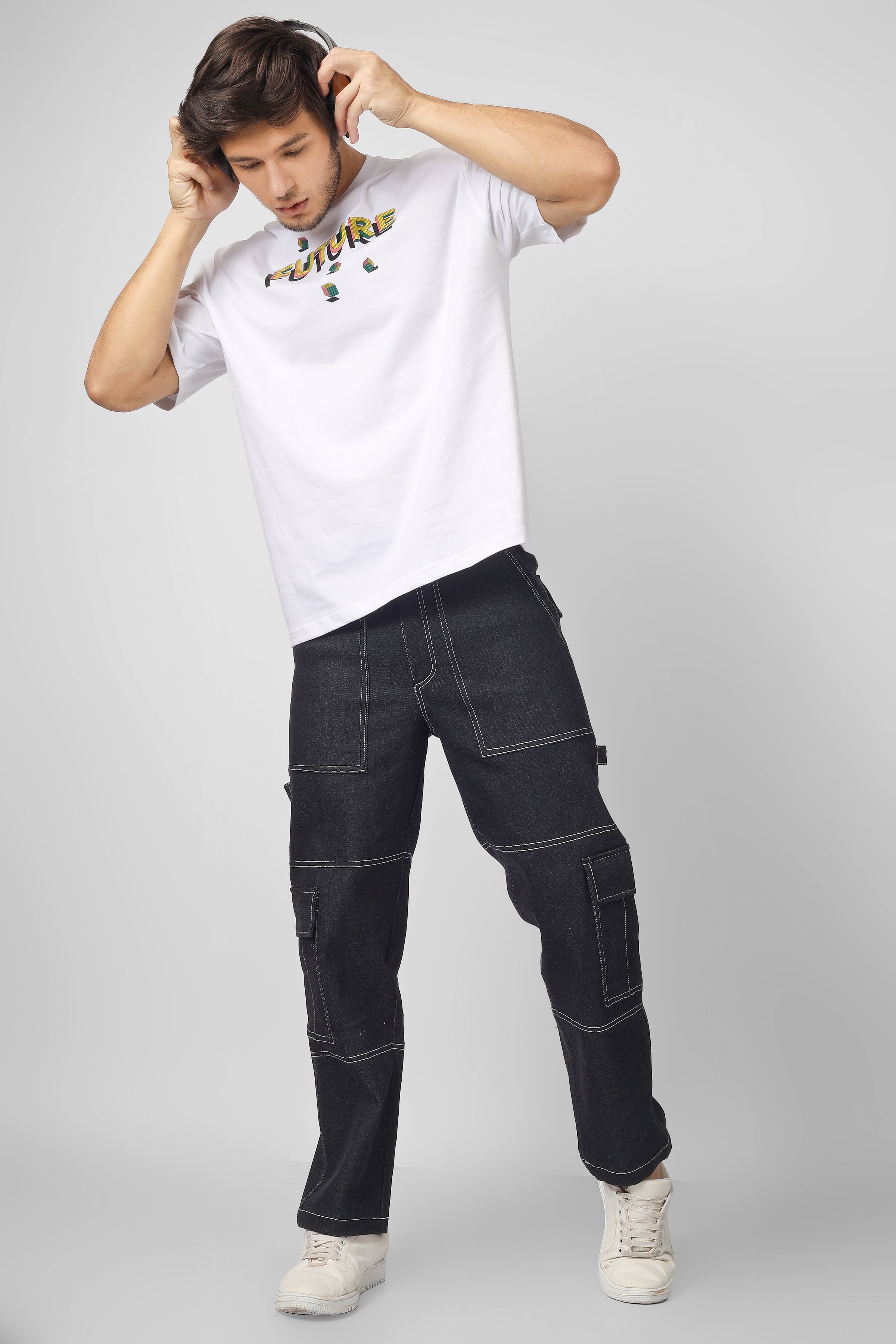 6 Pocket Black Carpenter Cargo Pants - Wearduds