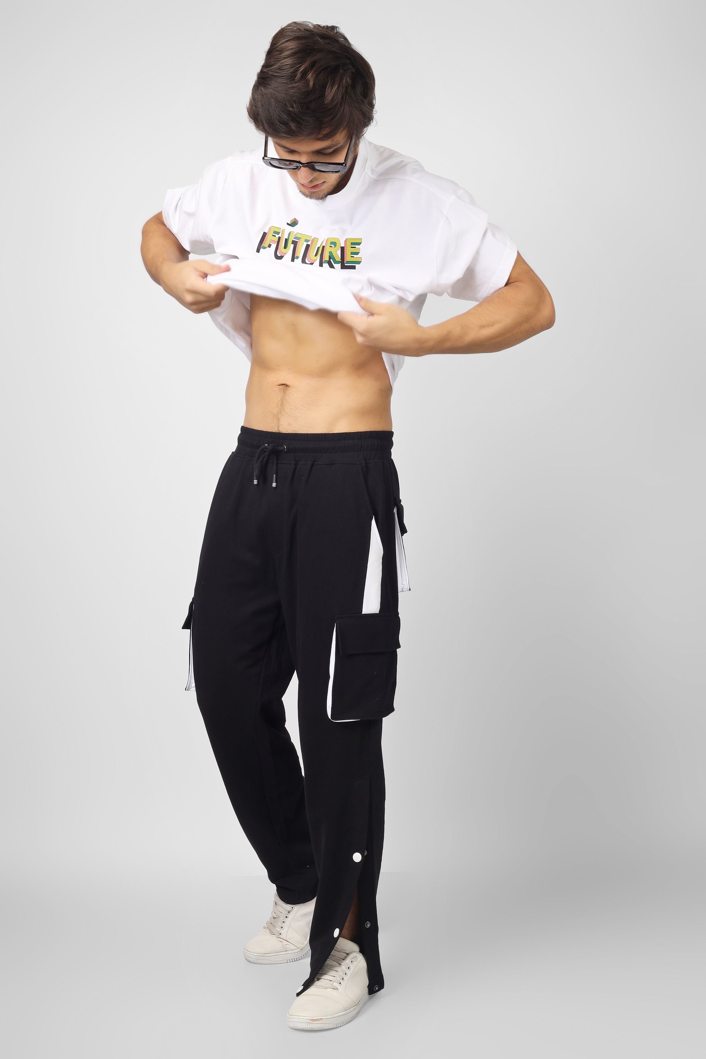 6 Pocket Cargo Pant Black & White Highlighter - Wearduds