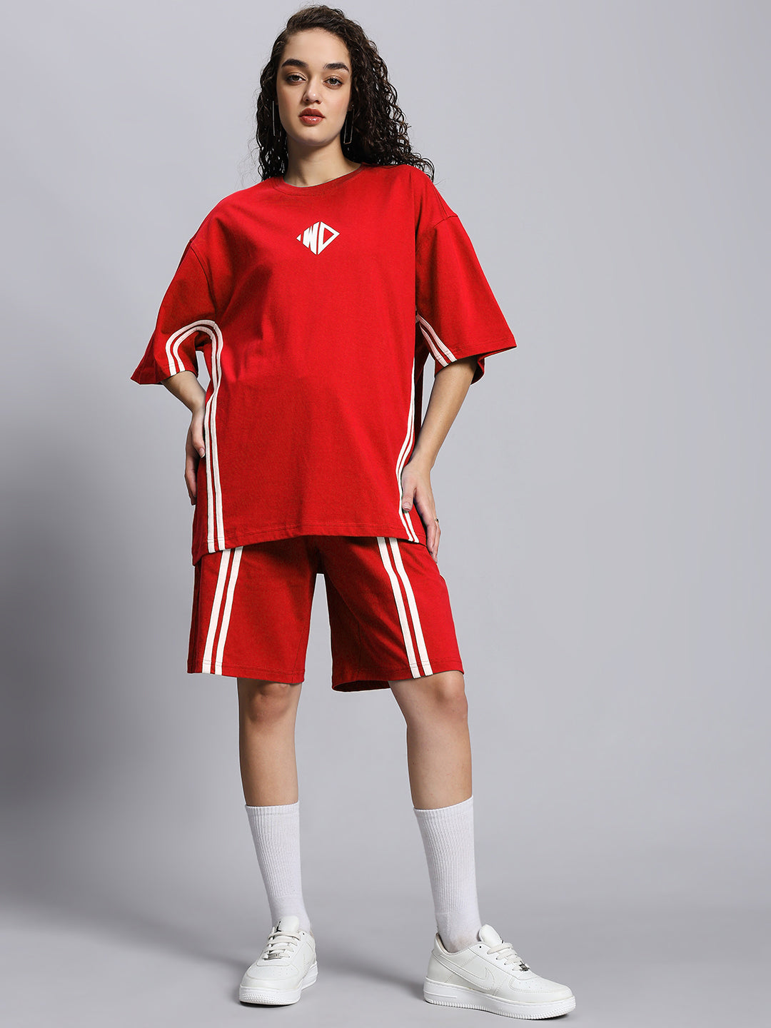 WOMEN'S OUTLOOK SUMMER CO-ORD SHORTS SET (RED)