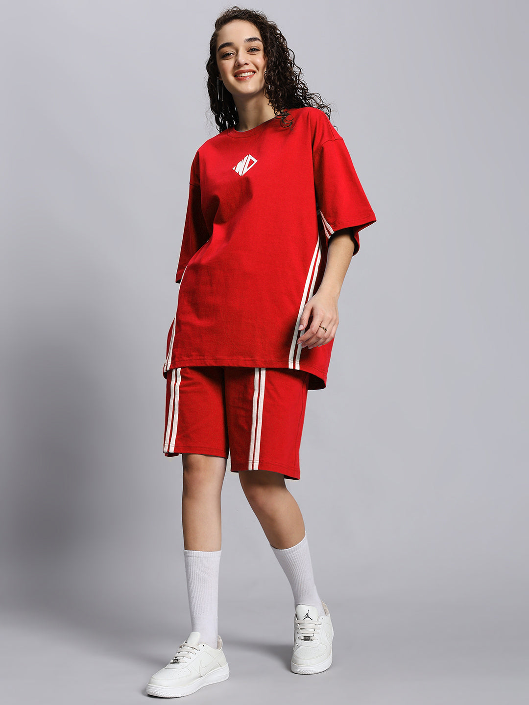 WOMEN'S OUTLOOK SUMMER CO-ORD SHORTS SET (RED)
