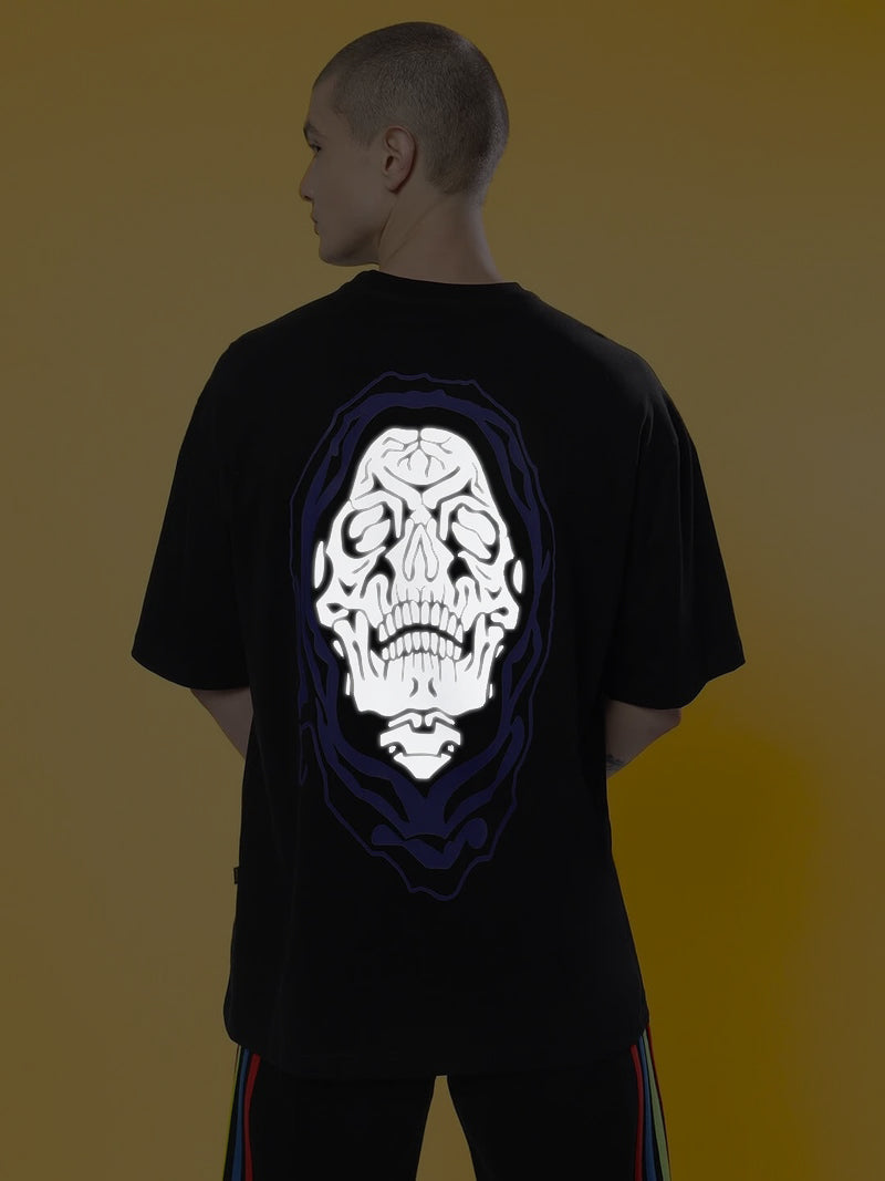 POISON SKULL REFLECTOR OVER-SIZED T-SHIRT BLACK