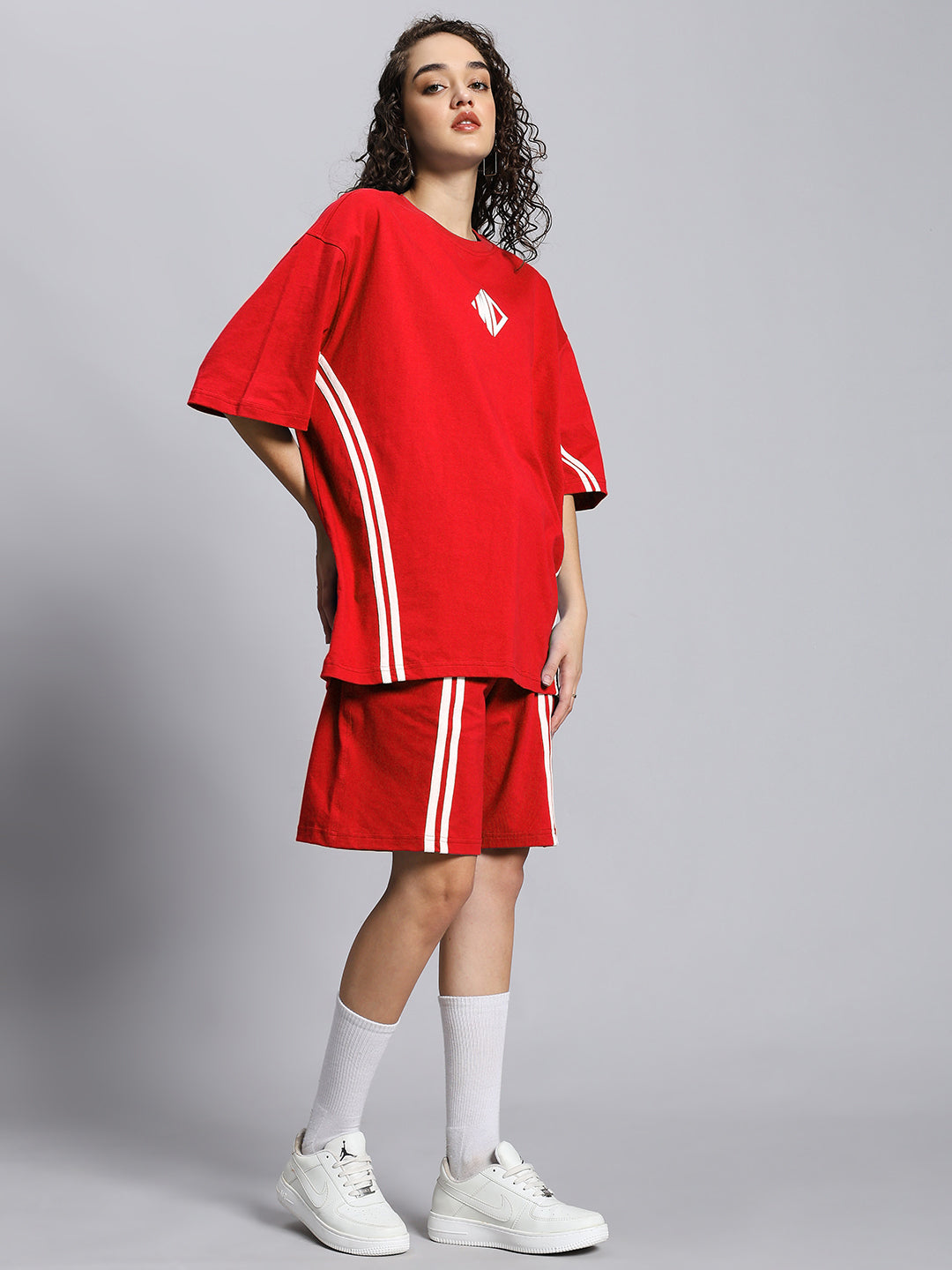 WOMEN'S OUTLOOK SUMMER CO-ORD SHORTS SET (RED)