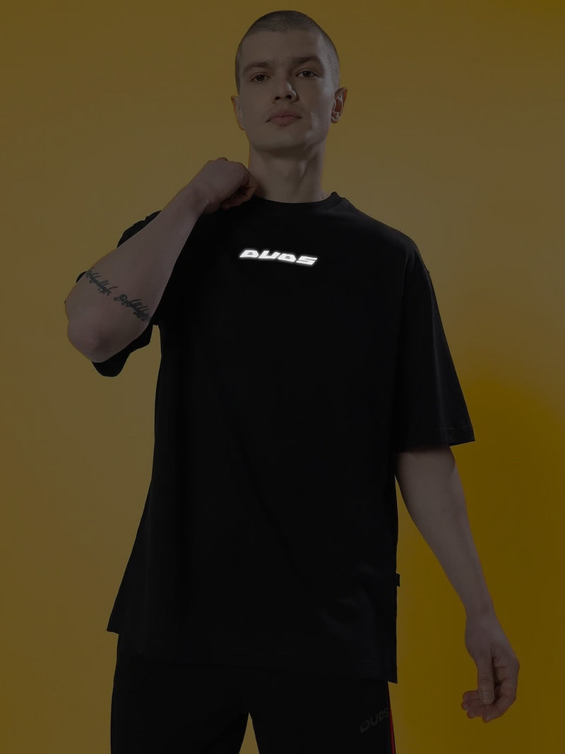 POISON SKULL REFLECTOR OVER-SIZED T-SHIRT BLACK