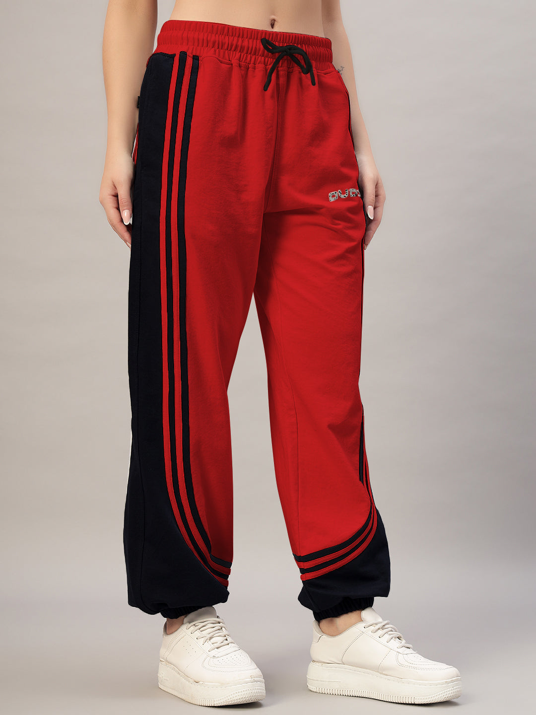 WOMEN'S FRENZY CURVE CONTRAST JOGGERS (RED BLACK)