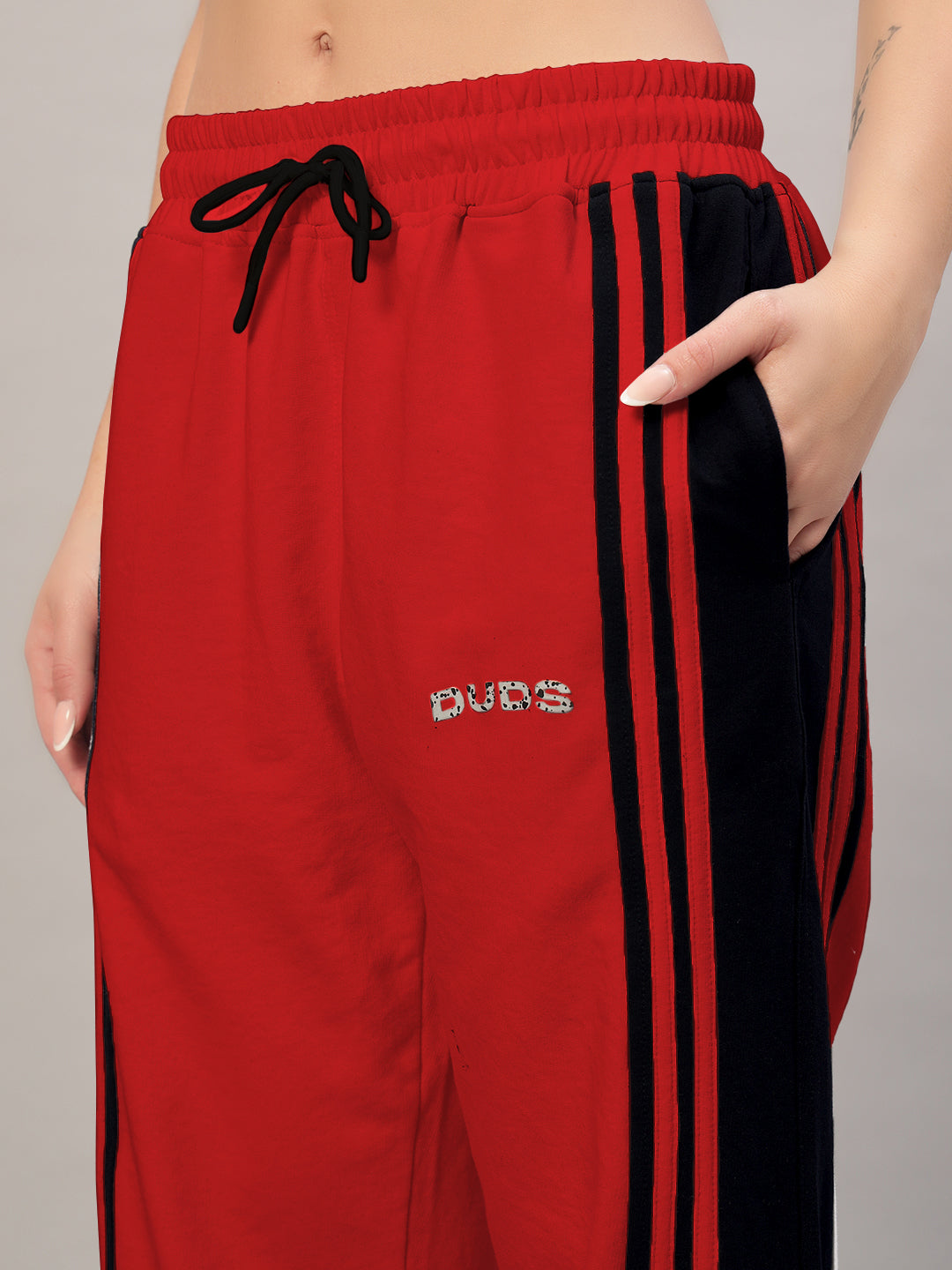 WOMEN'S FRENZY CURVE CONTRAST JOGGERS (RED BLACK)