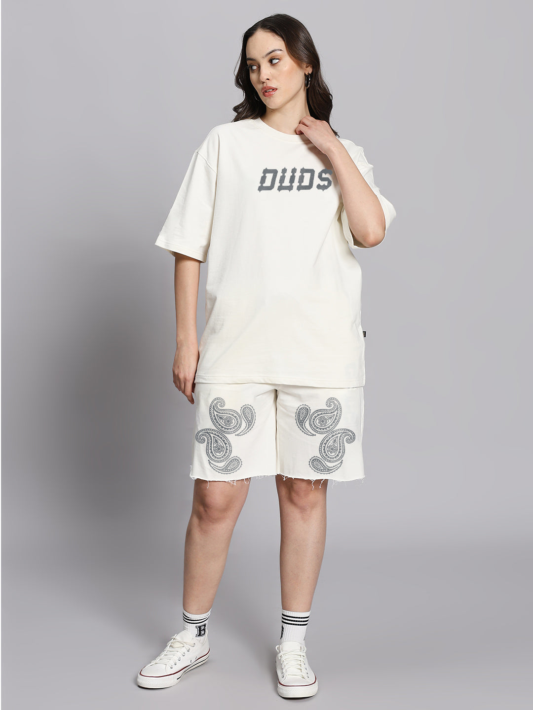 WOMEN'S MESSI PAISLEY PRINT CO-ORD SET (OFF WHITE)