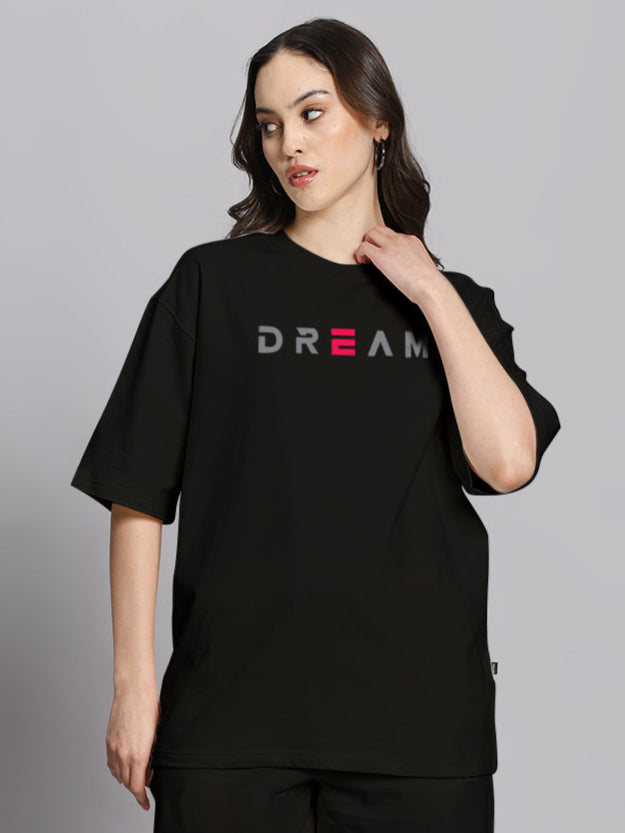 WOMEN'S FANCY DREAM OVER-SIZED T-SHIRT (BLACK)