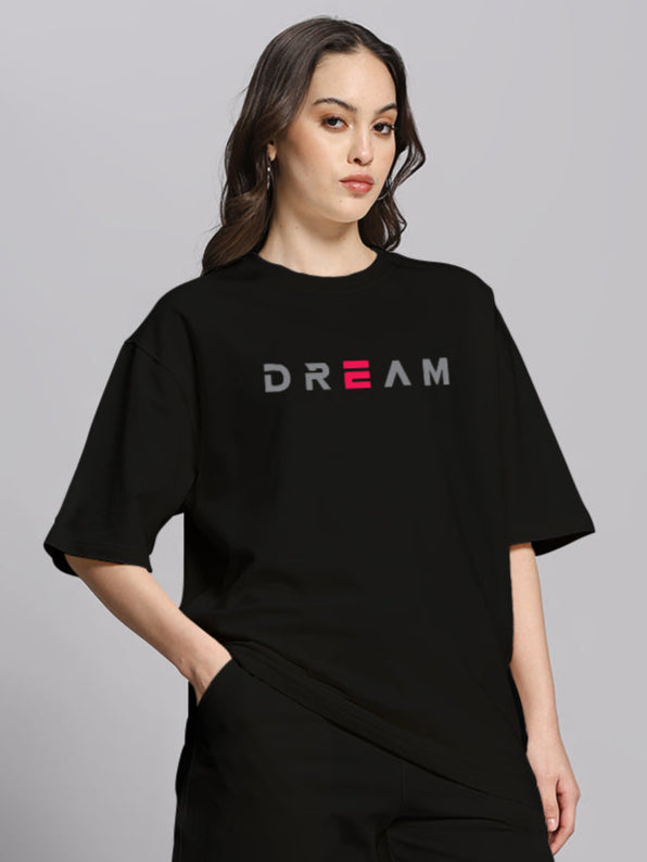 WOMEN'S FANCY DREAM OVER-SIZED T-SHIRT (BLACK)