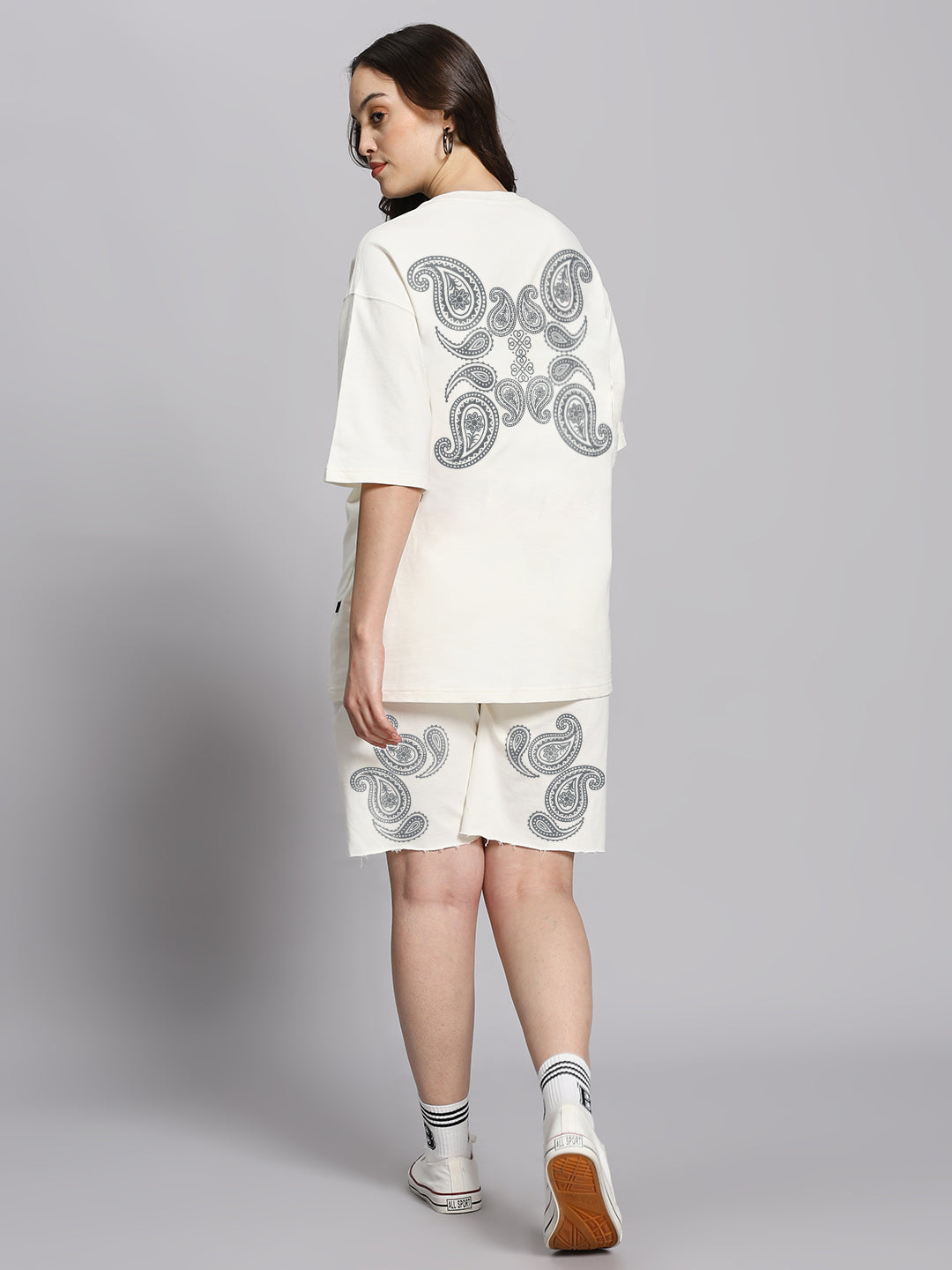 WOMEN'S MESSI PAISLEY PRINT CO-ORD SET (OFF WHITE)