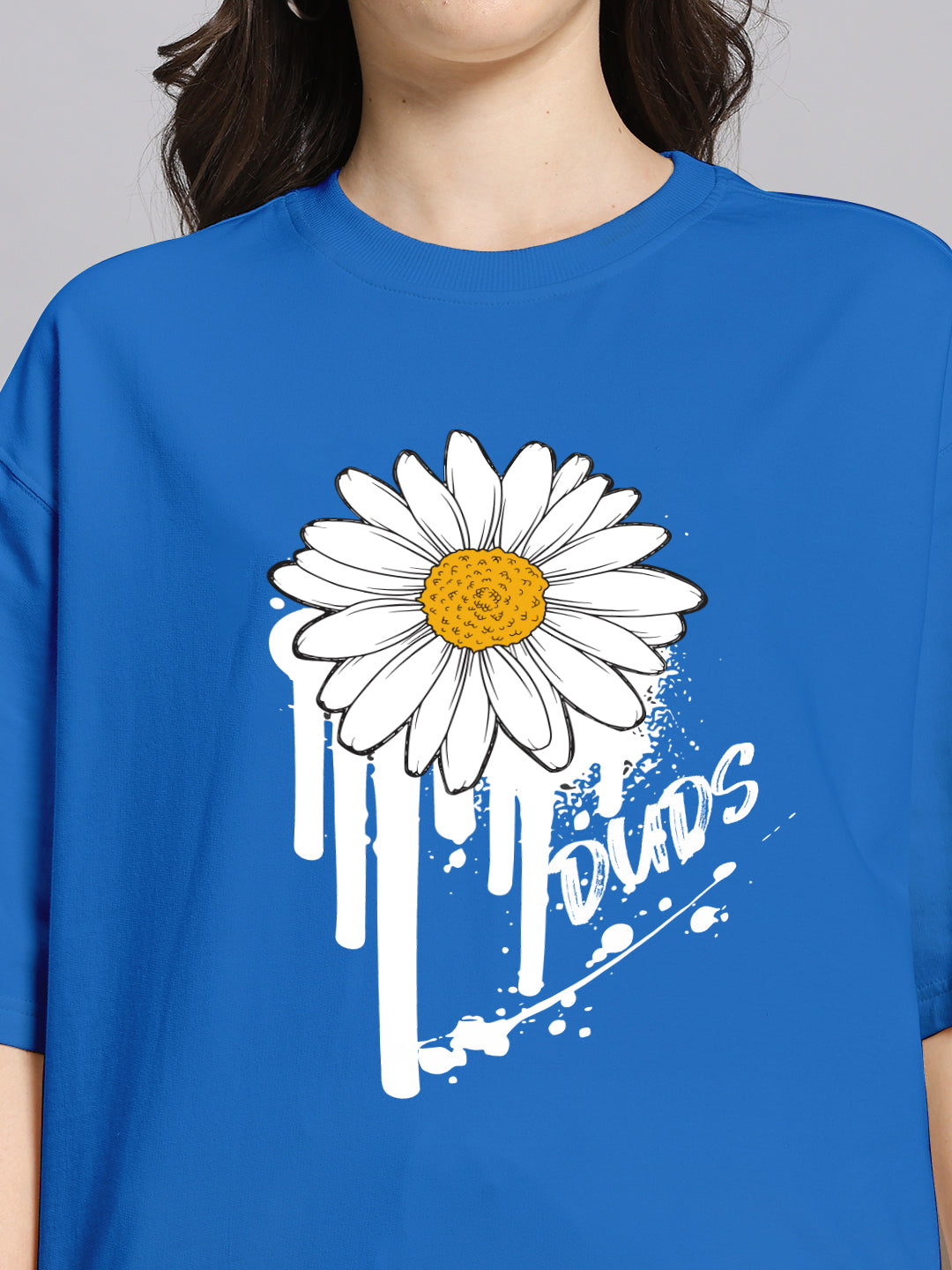 WOMEN'S HELIANTHUS OVER-SIZED T-SHIRT (BLUE)