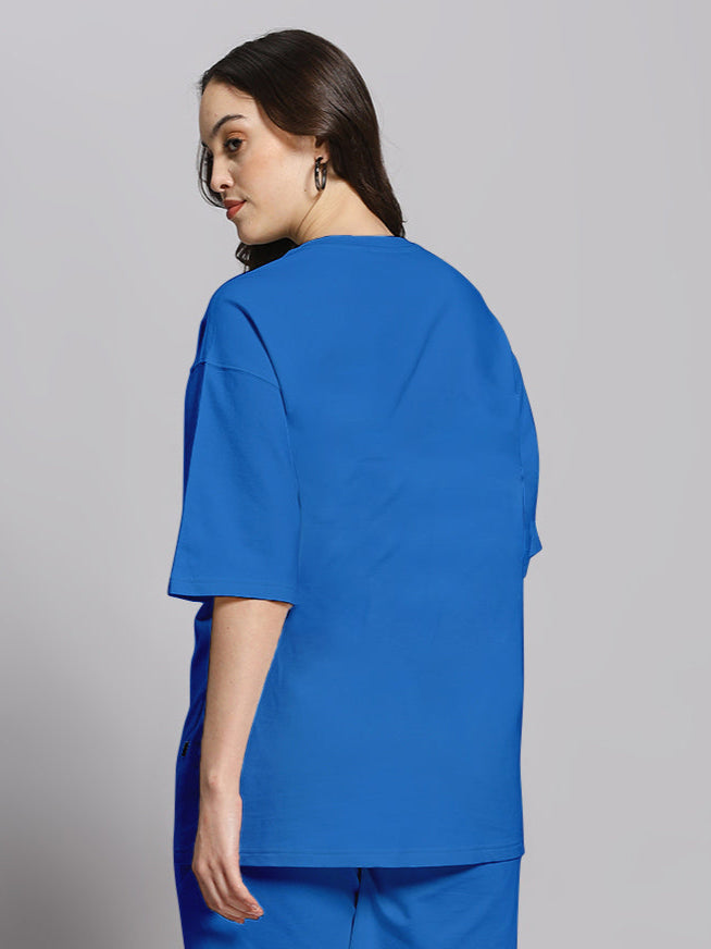WOMEN'S HELIANTHUS OVER-SIZED T-SHIRT (BLUE)
