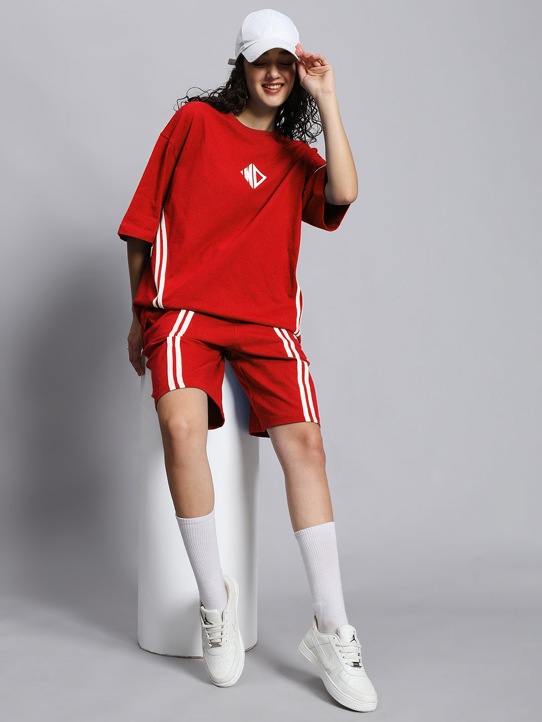 WOMEN'S OUTLOOK SUMMER CO-ORD SHORTS SET (RED)