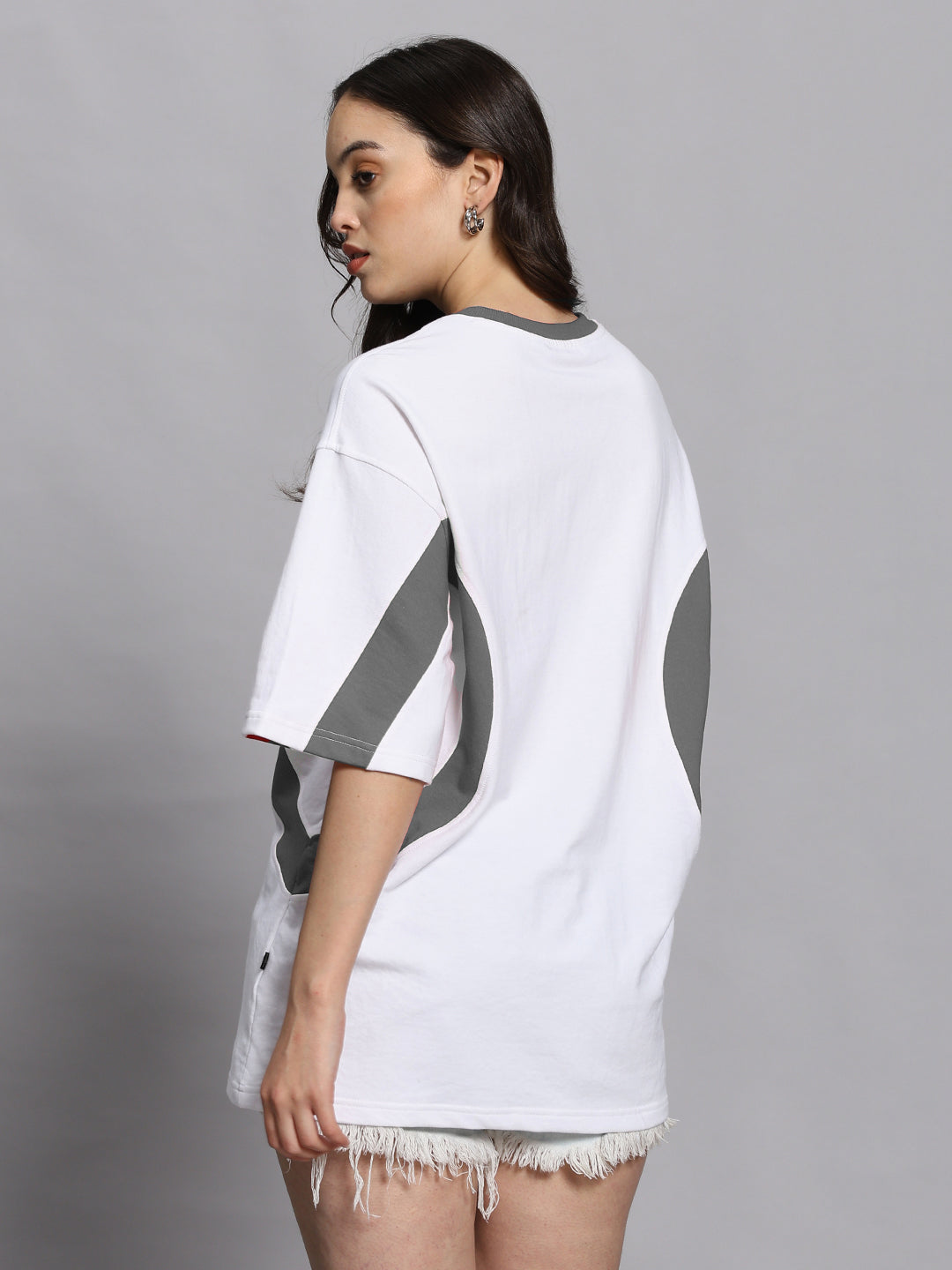 WOMEN'S EZEL OVER SIZED T-SHIRT (WHITE GREY)