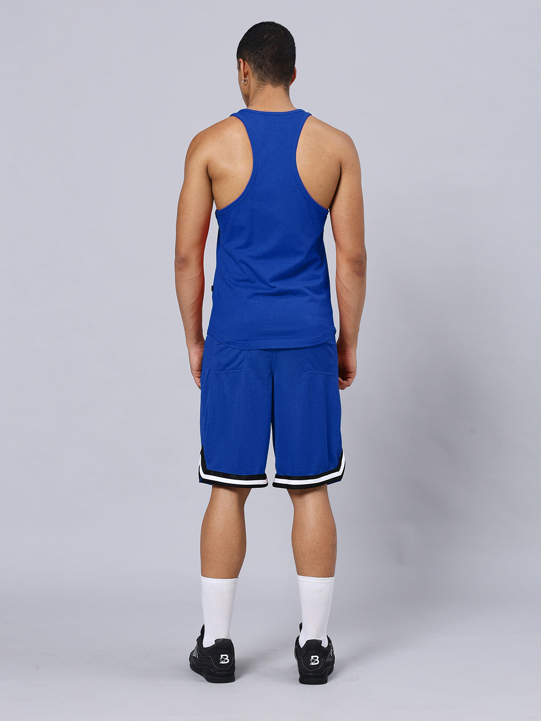 FUCK FEAR PRINTED GYM CO-ORD SET (BLUE)