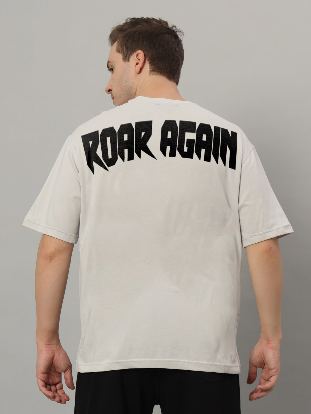 ROAR AGAIN PRINTED OVERSIZED T-SHIRT (GREY)