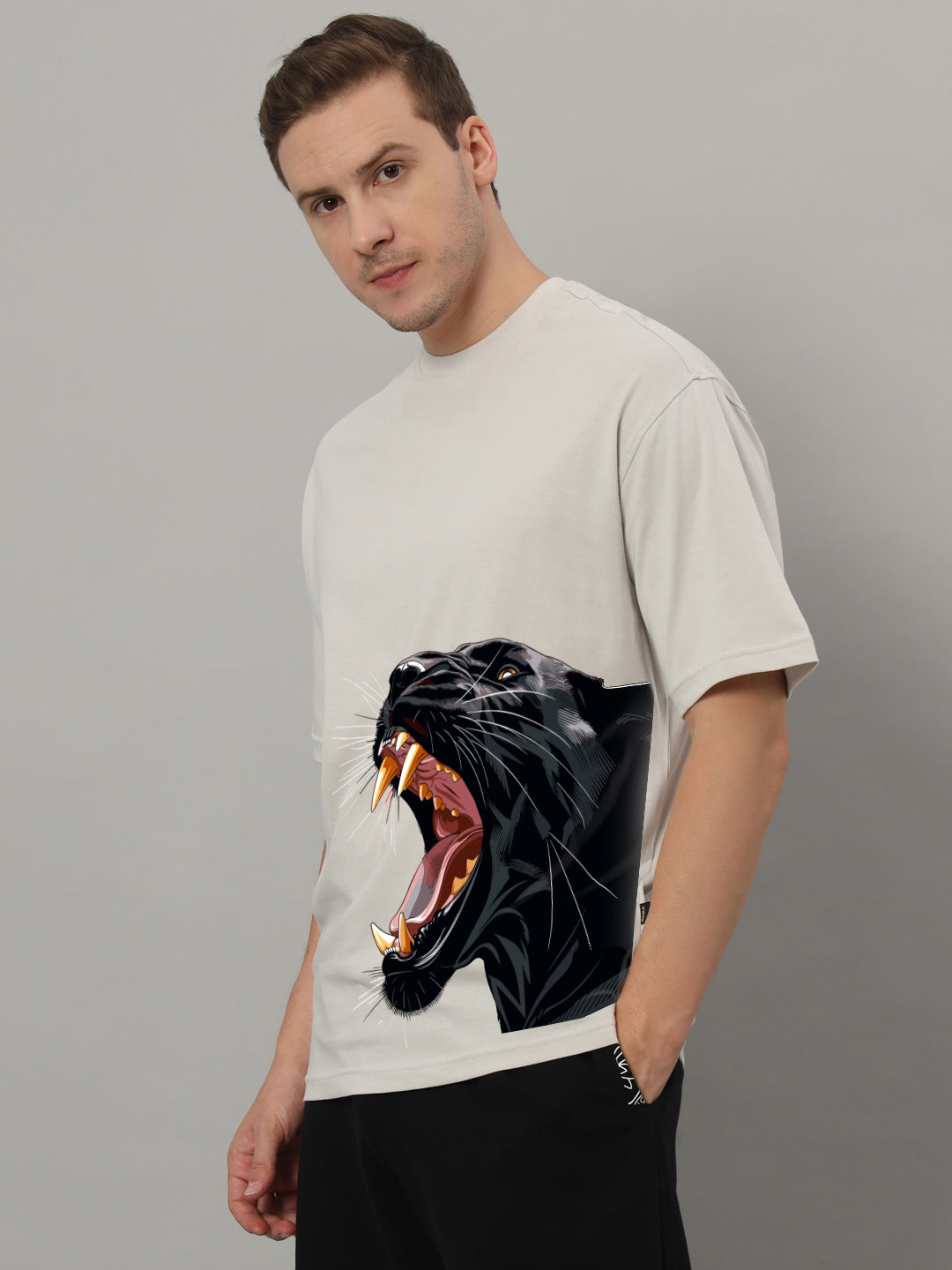 ROAR AGAIN PRINTED OVERSIZED T-SHIRT (GREY)
