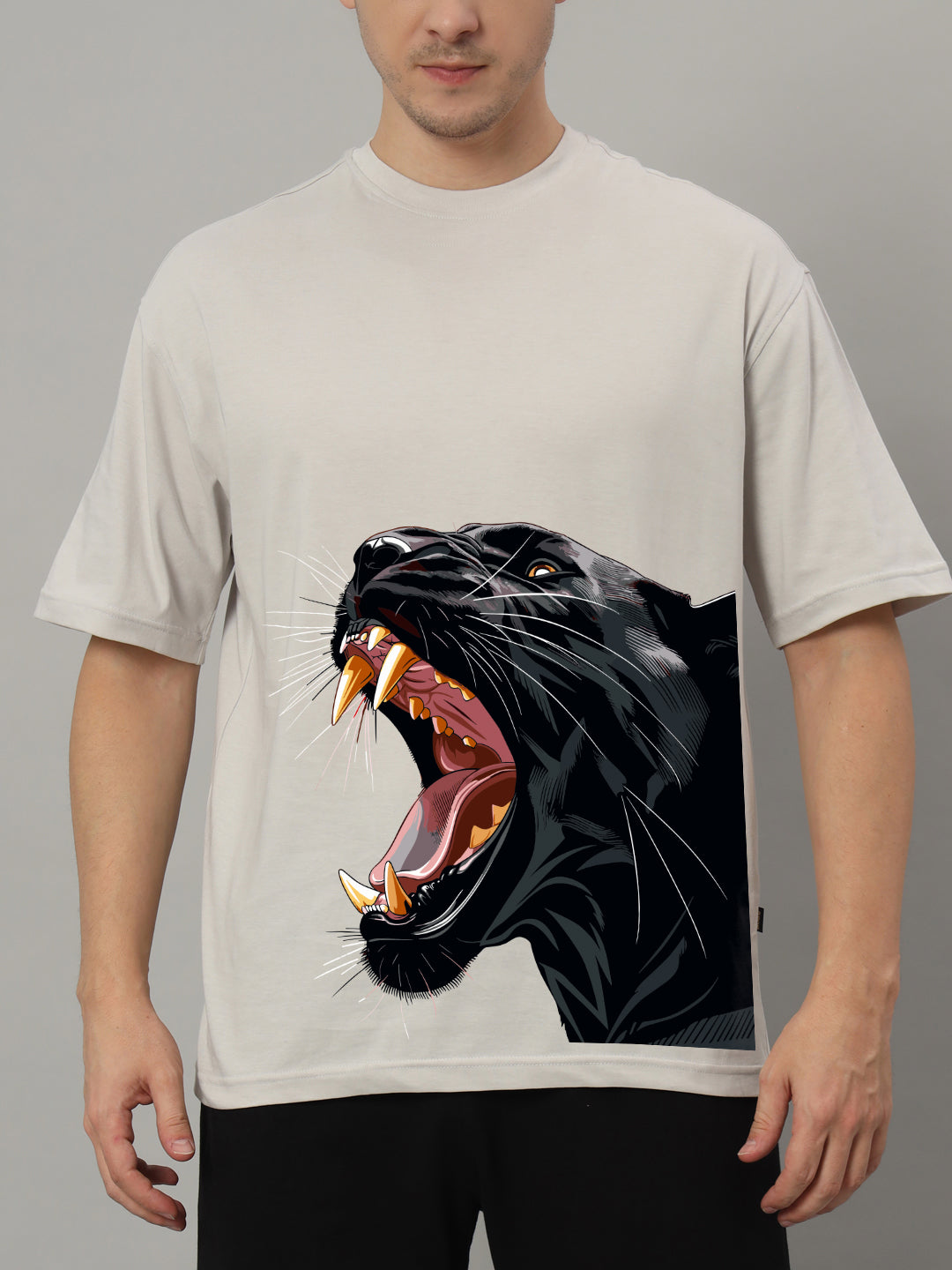 ROAR AGAIN PRINTED OVERSIZED T-SHIRT (GREY)
