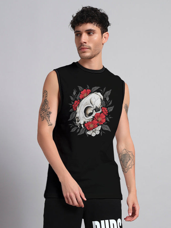SKULL ROSE REGULAR FIT T-SHIRT (BLACK)