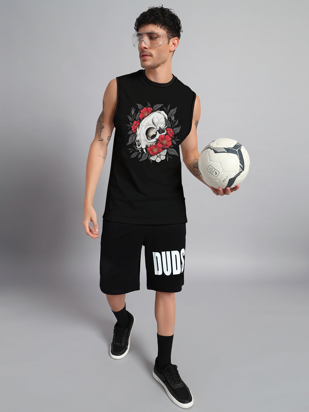 PEONIES SKULL CO-ORD SET (BLACK)