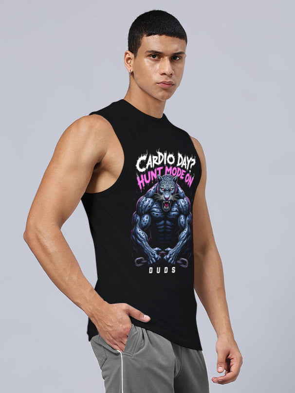 HUNT MODE PRINTED RELAXED FIT GYM T-SHIRT (BLACK)