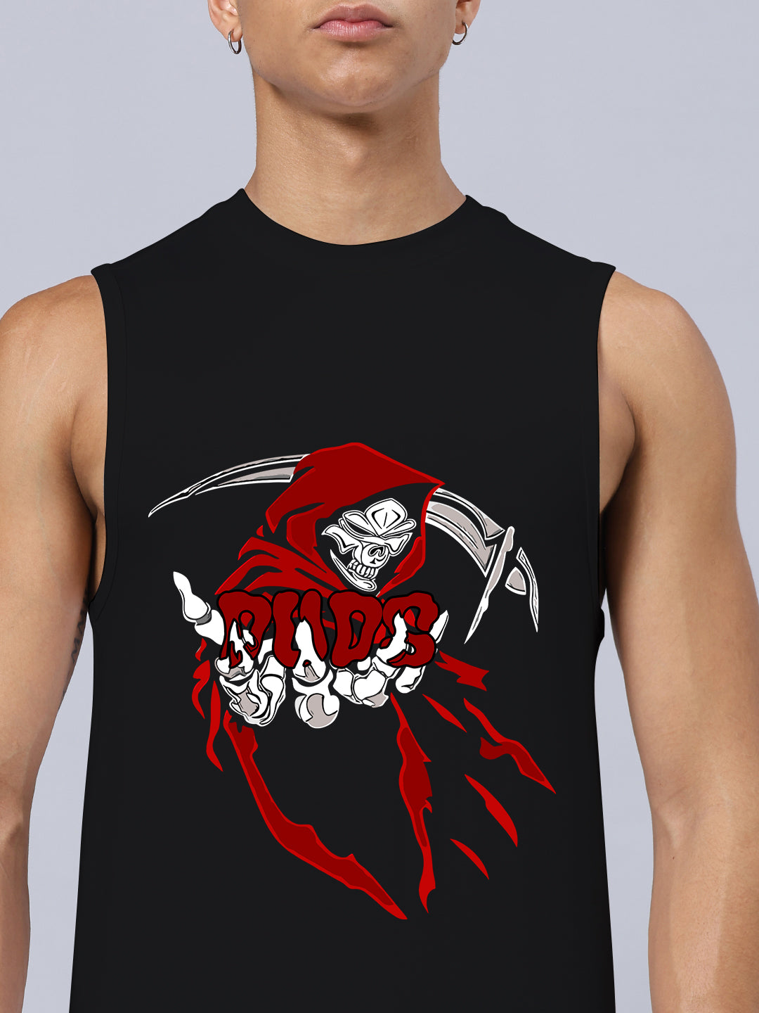 GRIM REAPER PRINTED GYM RELAXED FIT CO-ORD SET (BLACK-RED)