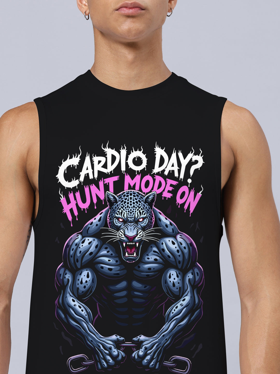 HUNT MODE PRINTED GYM RELAXED FIT CO-ORD SET (BLACK-GREY)